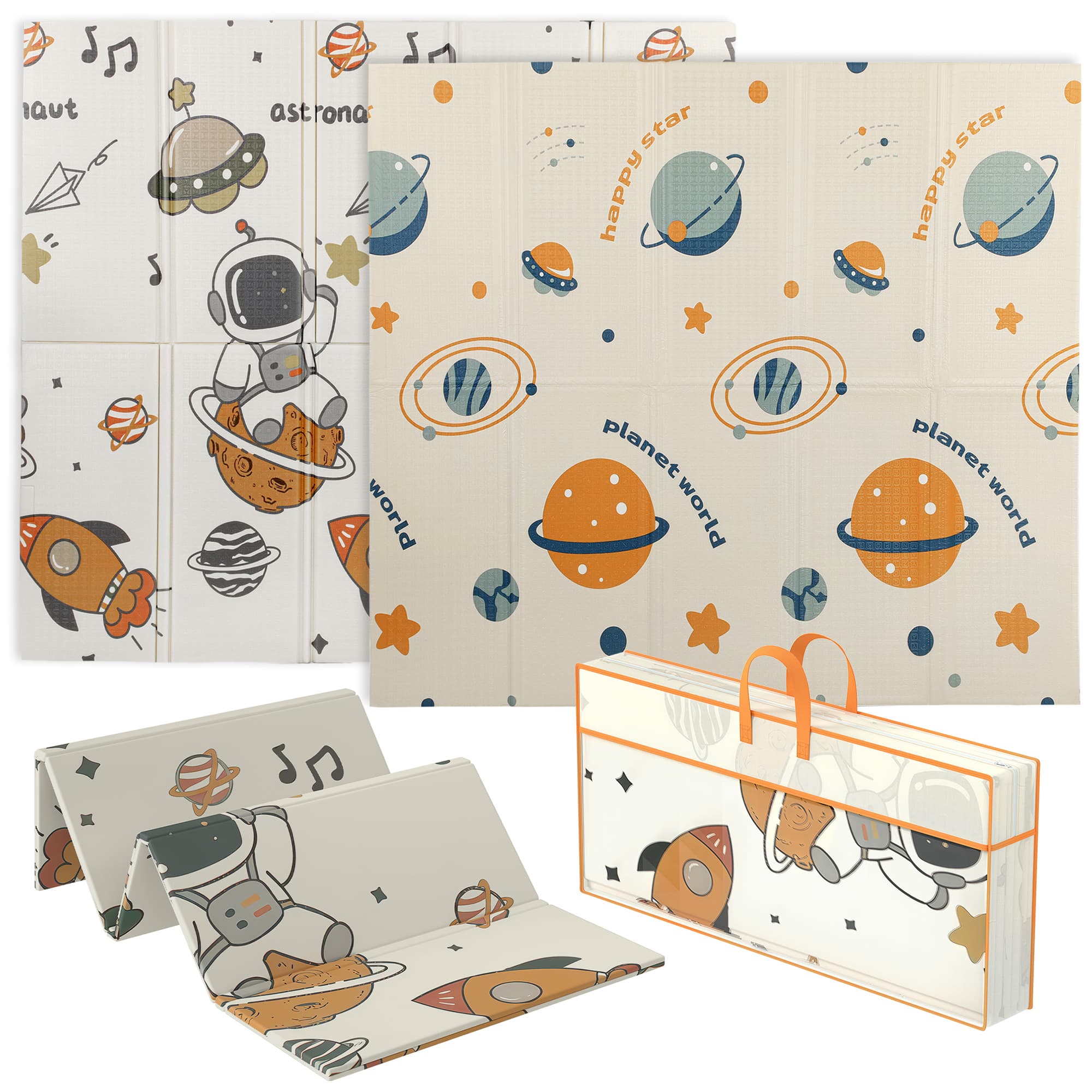 Reversible Foldable Baby Play Mat with Space Print - image 6