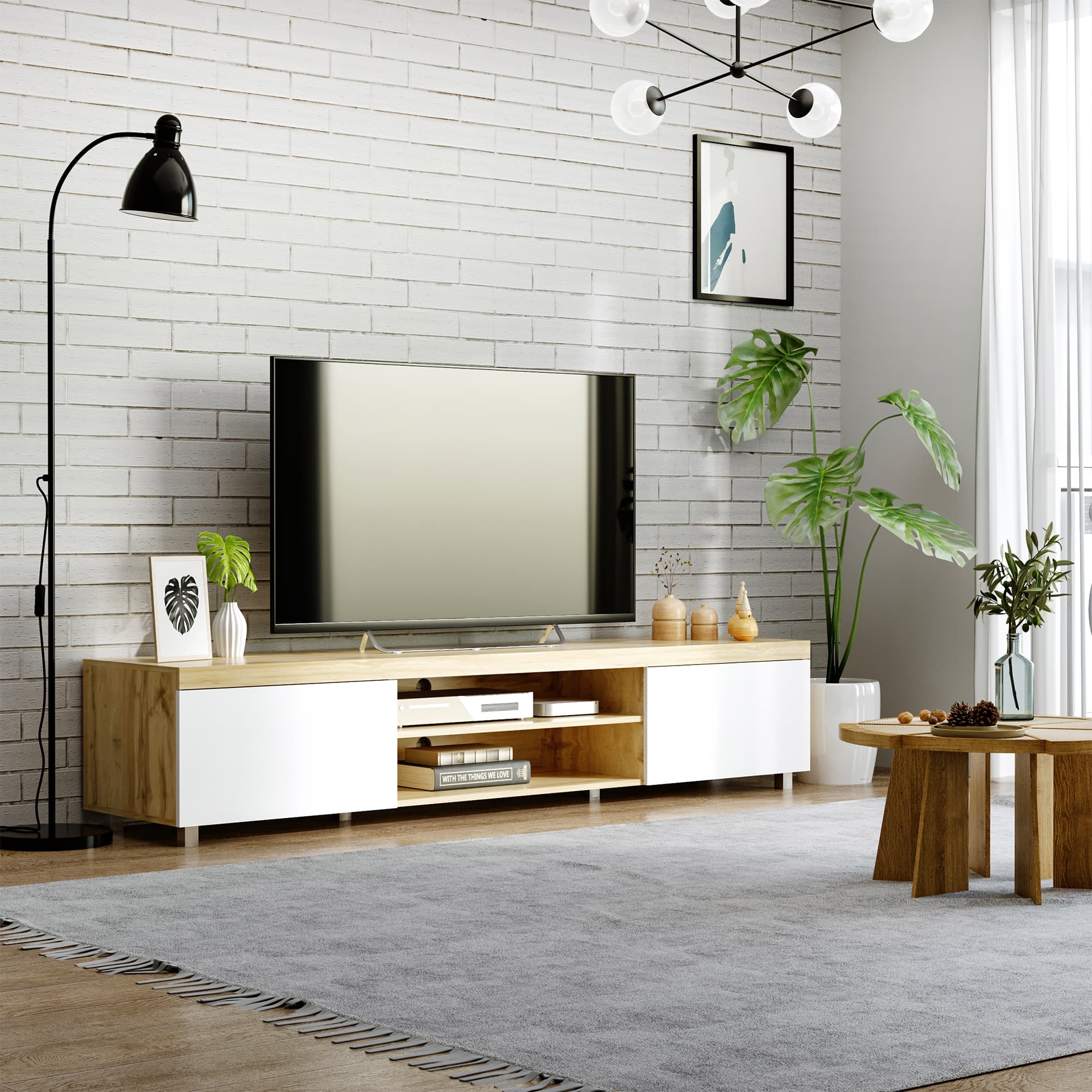 Transform Your Living Room with this Modern 90" Oak TV Unit - image 5