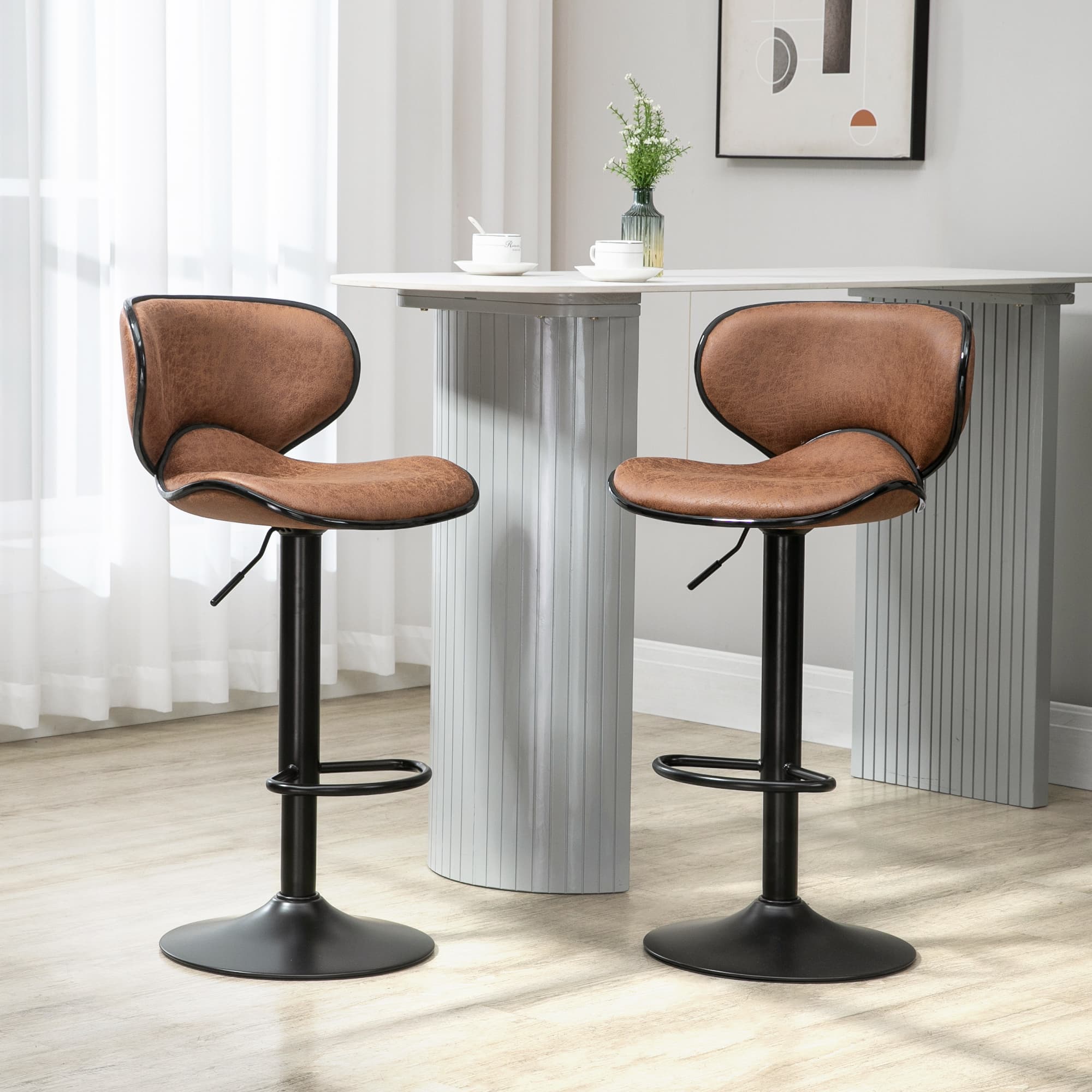 Transform Your Kitchen with Retro Brown Swivel Bar Stools - image 2