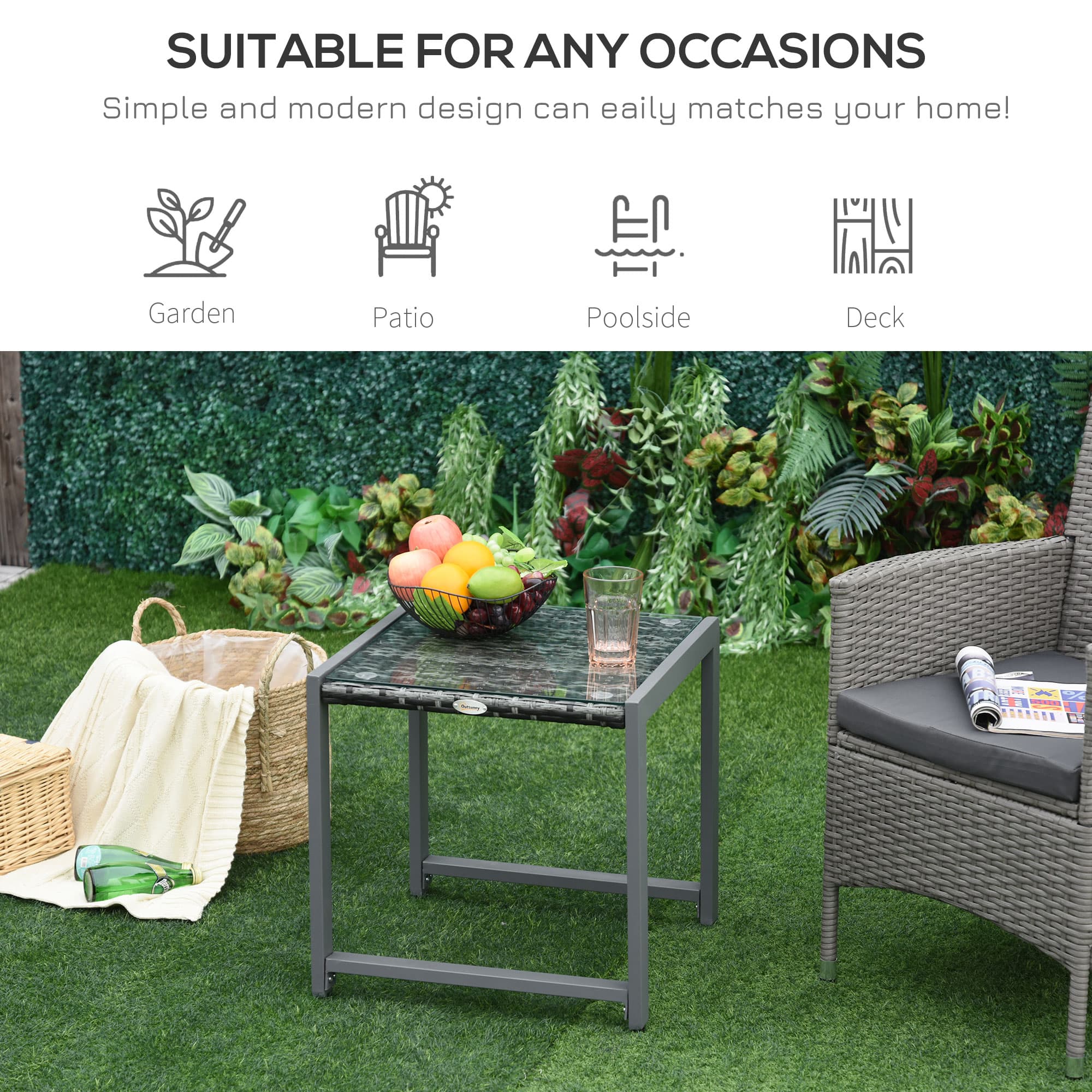 Grey Rattan Patio Table for Outdoor Seating - image 6