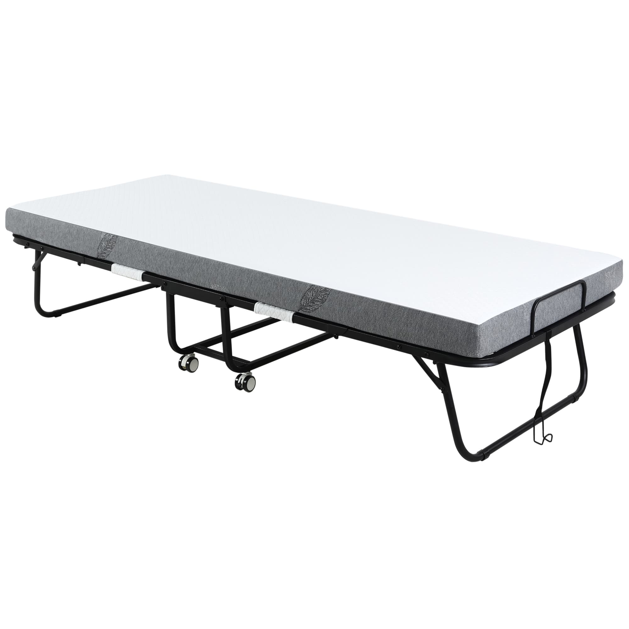 Effortless Folding Guest Bed for Restful Overnight Stays - White  Black