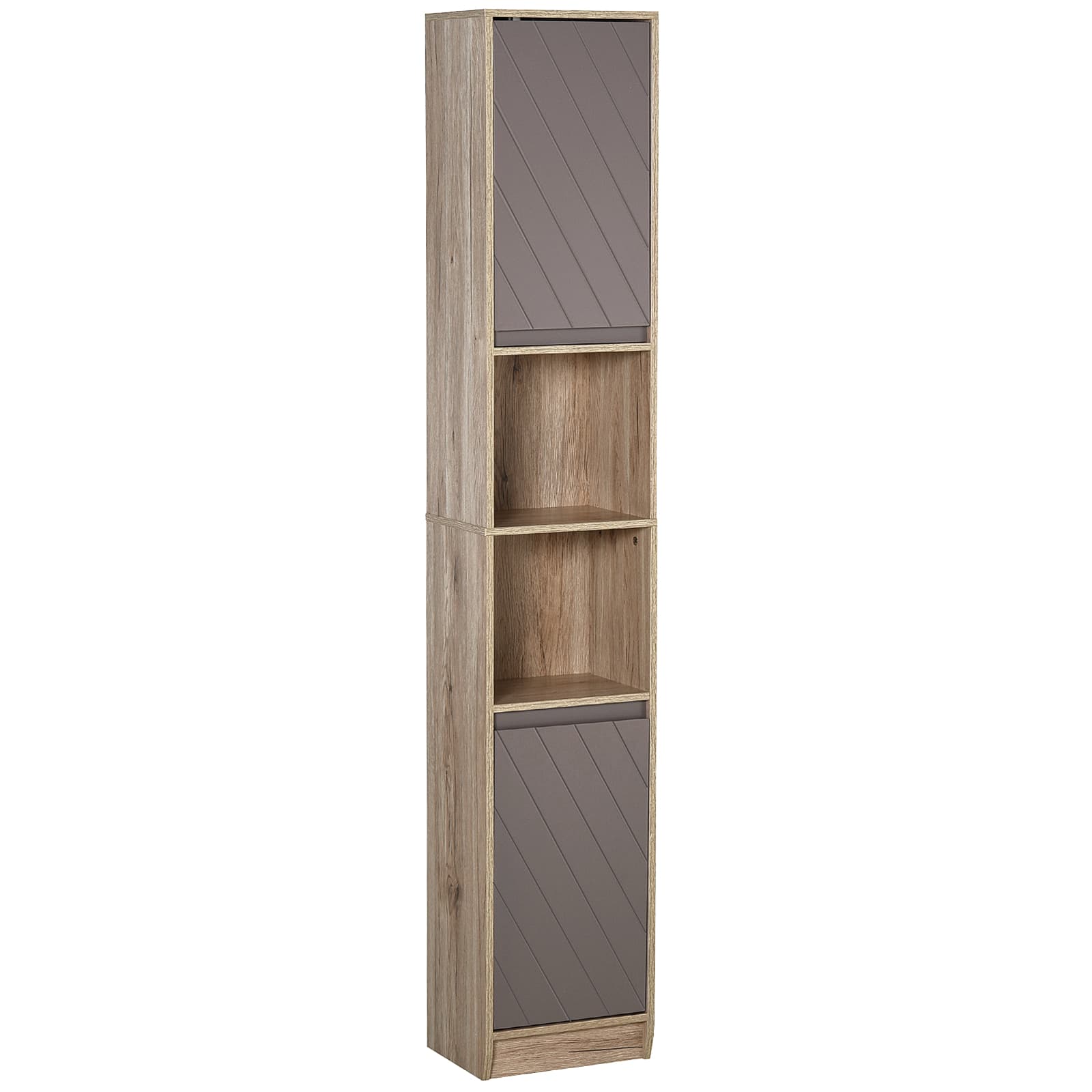 Transform Small Spaces with this Slim Grey & Oak Bathroom Cabinet - Oak
