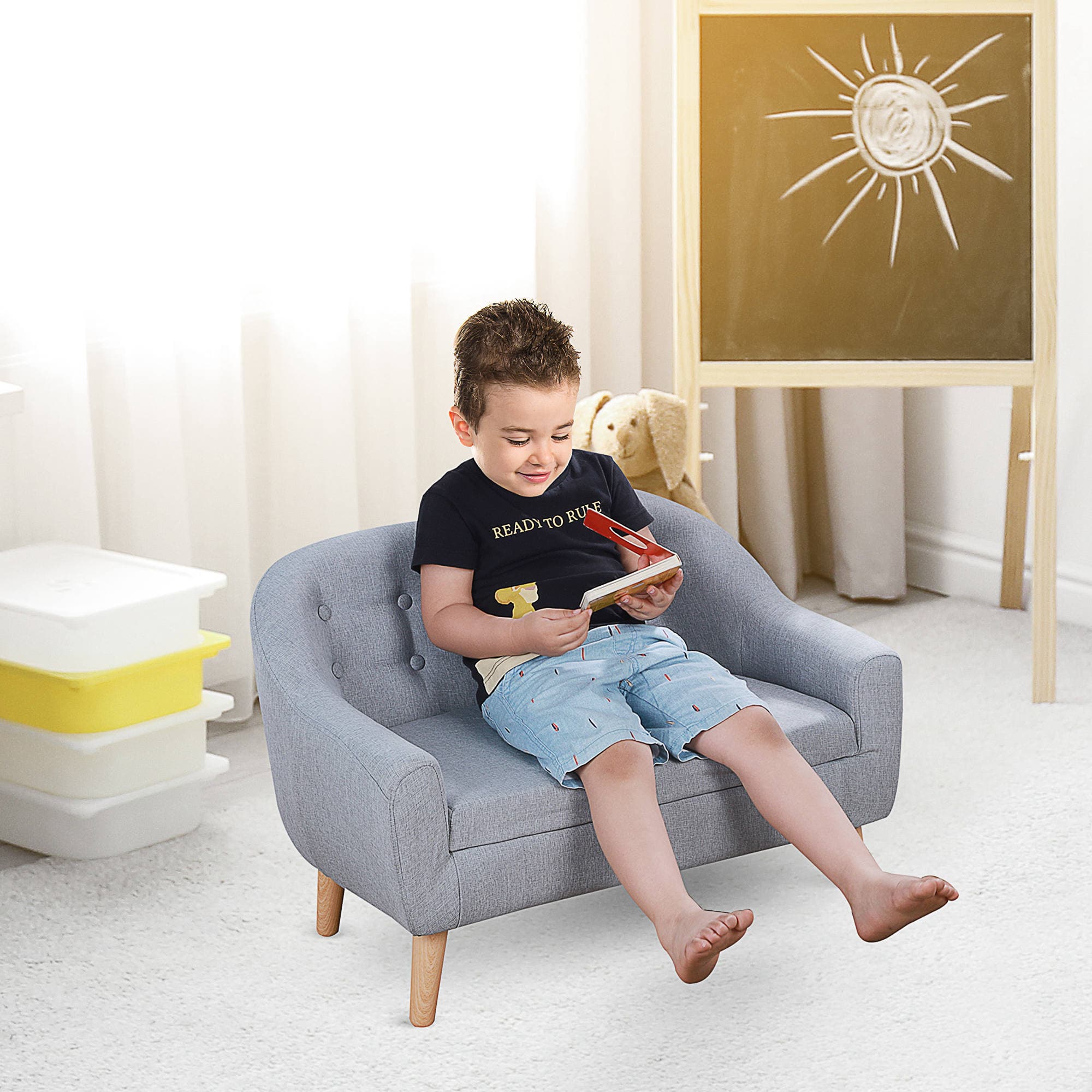 Transform Their Playroom with this Grey 2-Seater Kids Sofa - image 5