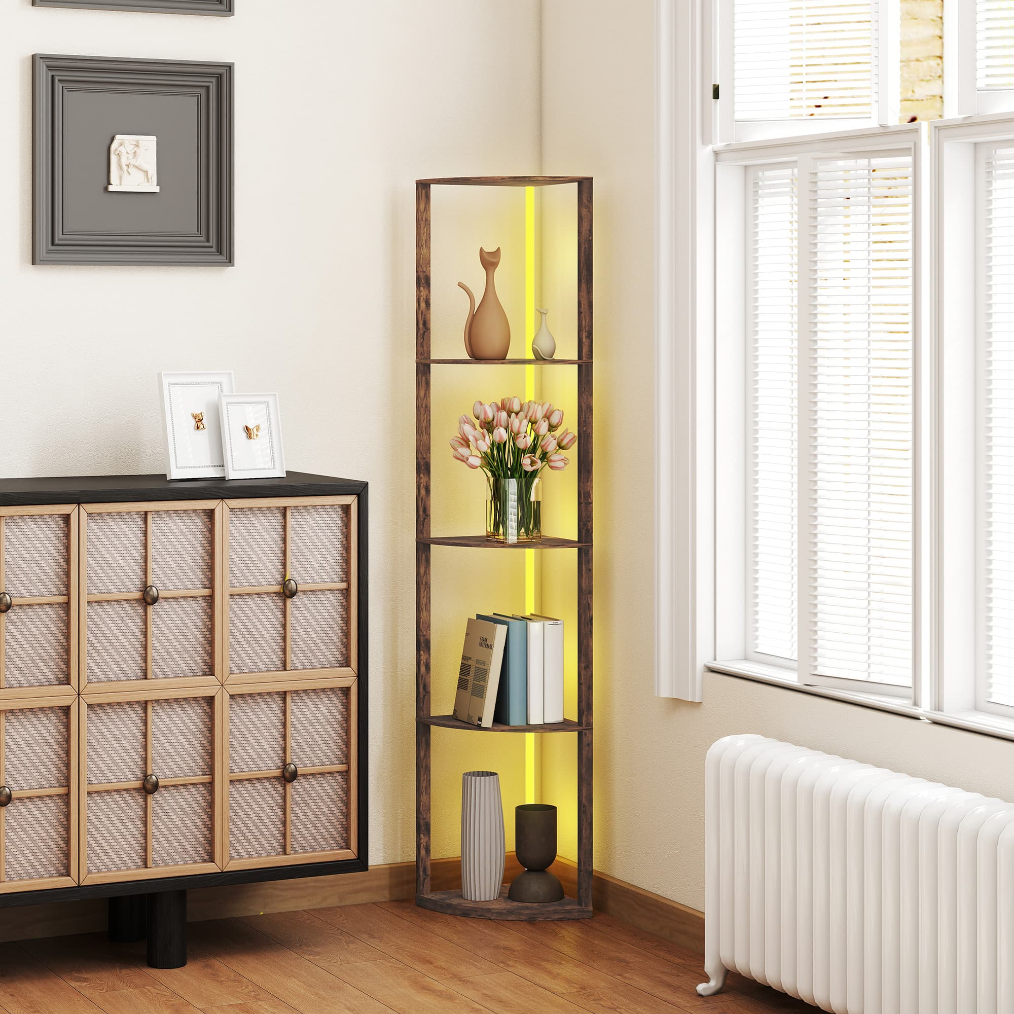 Elevate Your Room with this Rustic Brown RGB Floor Lamp - image 2
