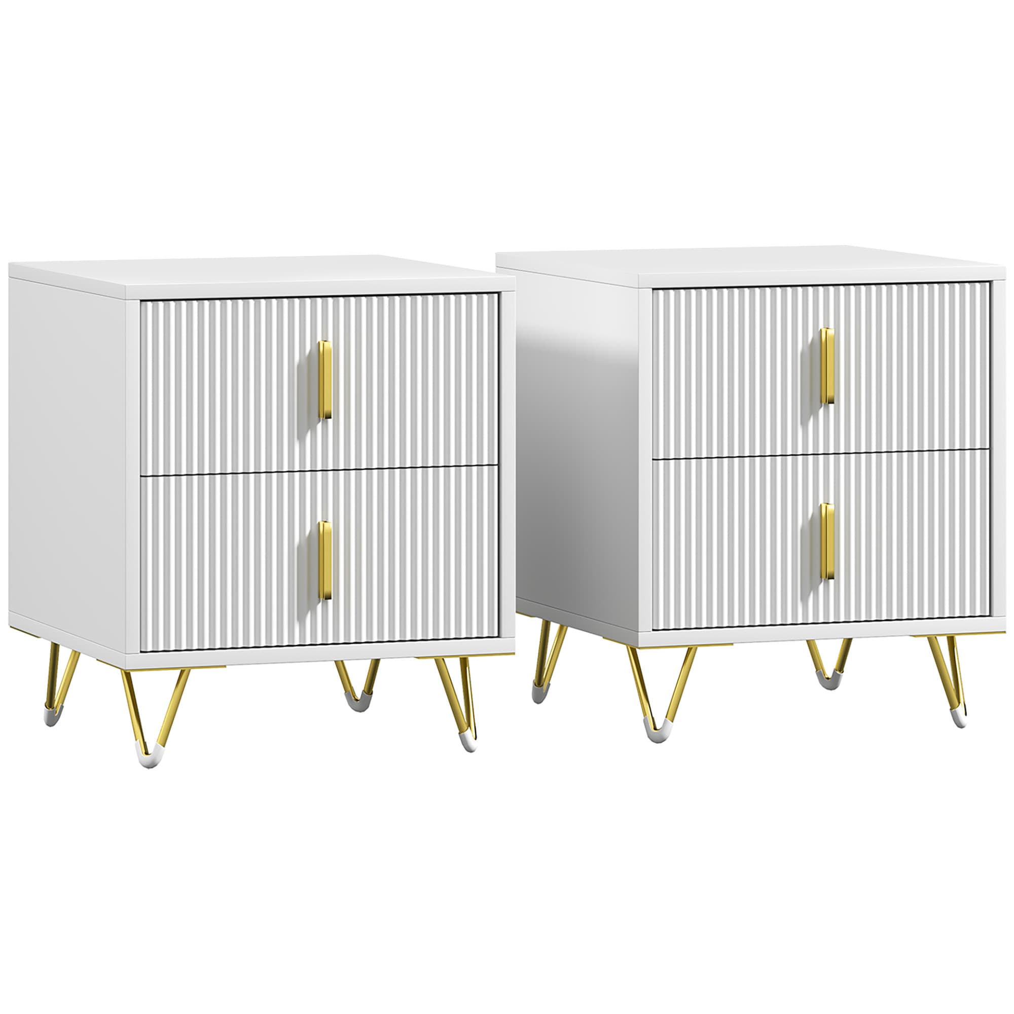 Transform Your Bedroom with these Elegant White & Gold Drawers - White