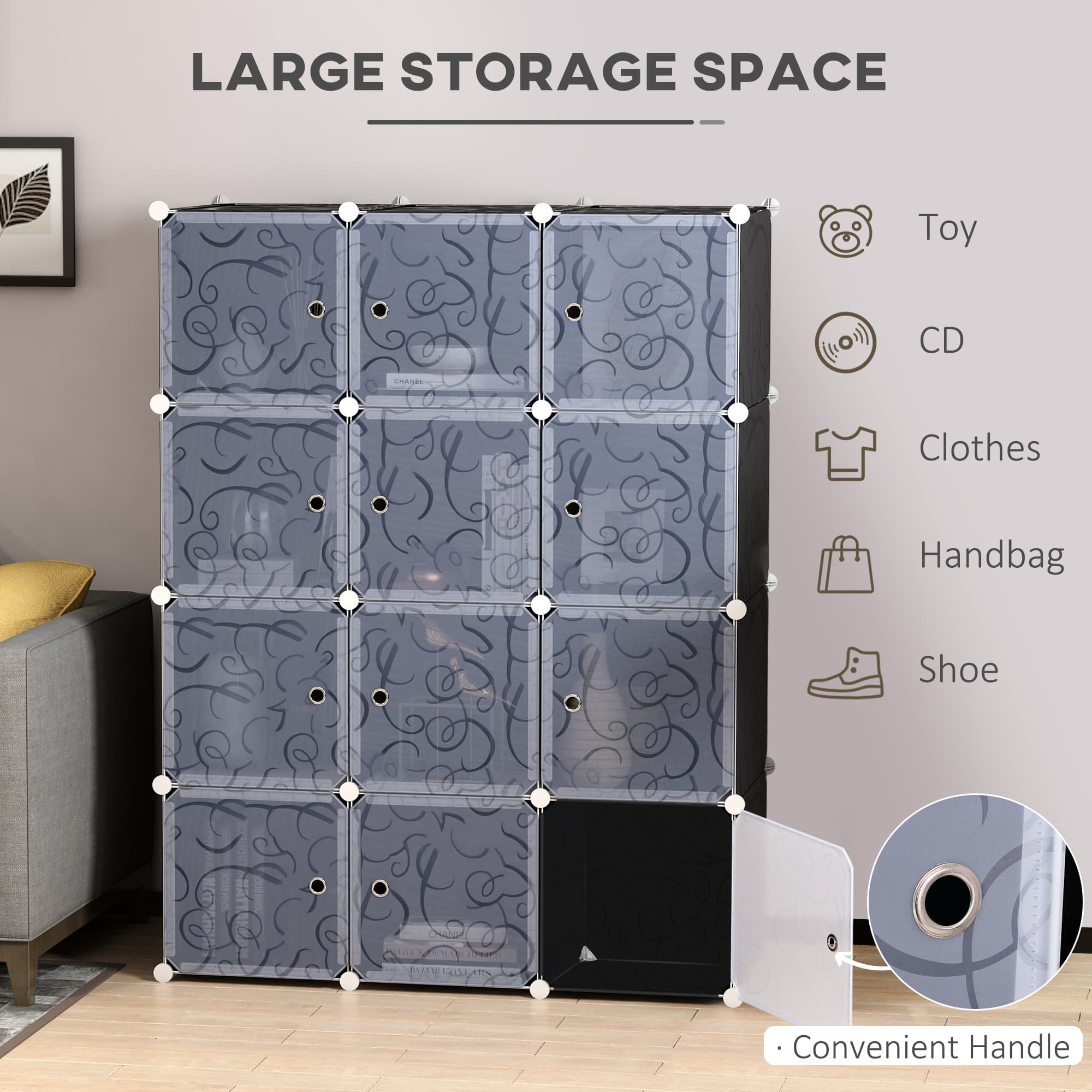 Modular 12-Cube Wardrobe with Hanging Rails for Space-Saving Storage - image 8