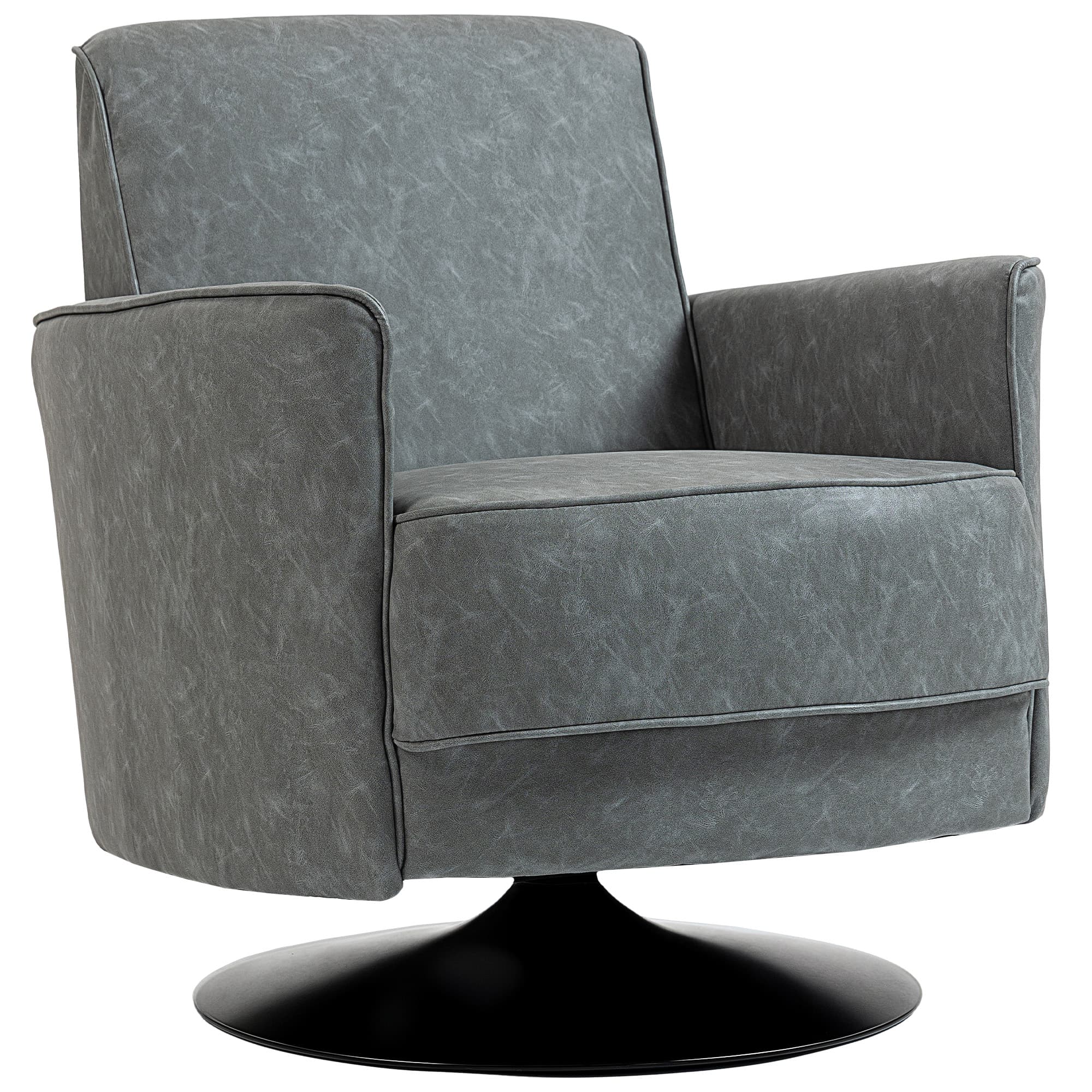 Transform Your Space with the Grey PU Leather Swivel Chair - Grey