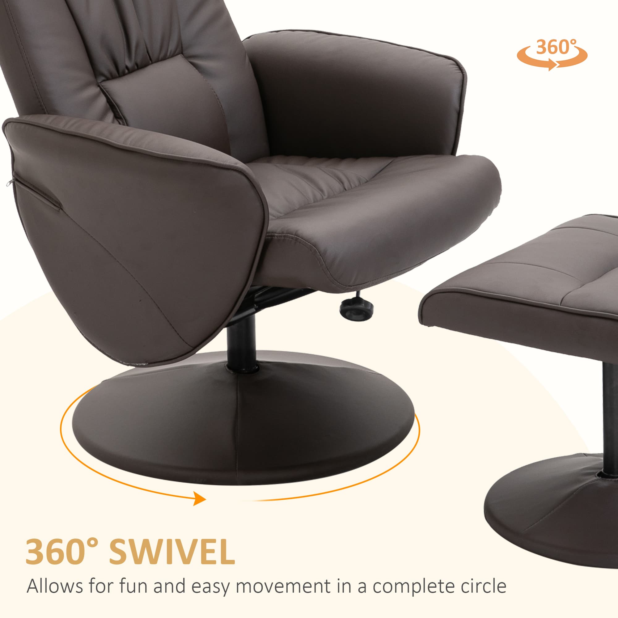 Brown Faux Leather Executive Recliner & Footstool Set - image 4