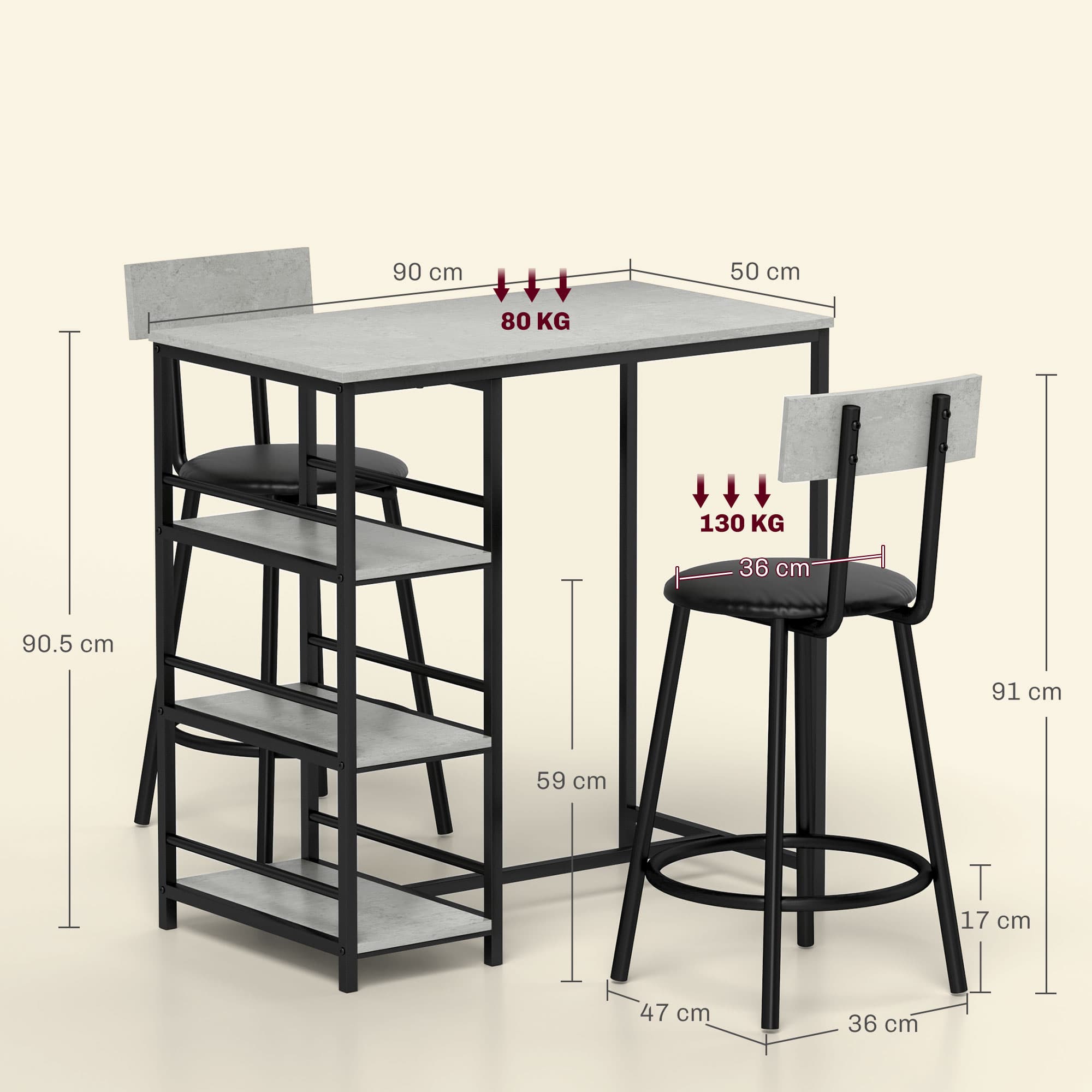 Maximise Your Space with this Compact 3-Piece Dining Set - image 5