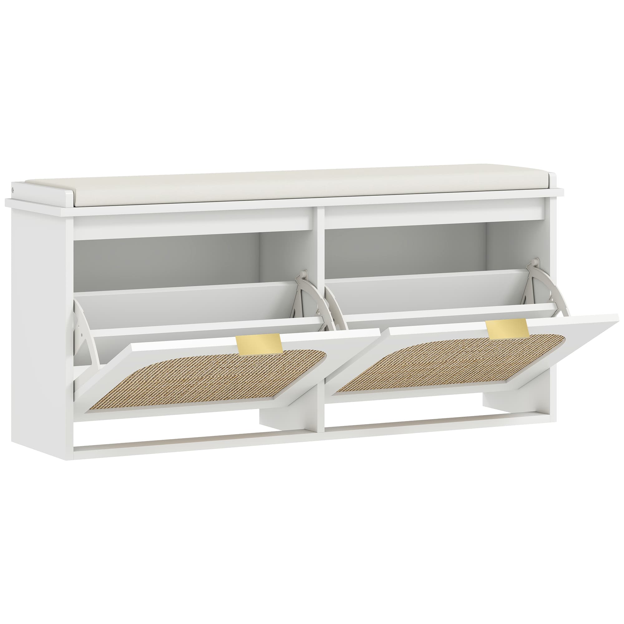 Effortless Entryway Organisation: White Boho Shoe Bench - White