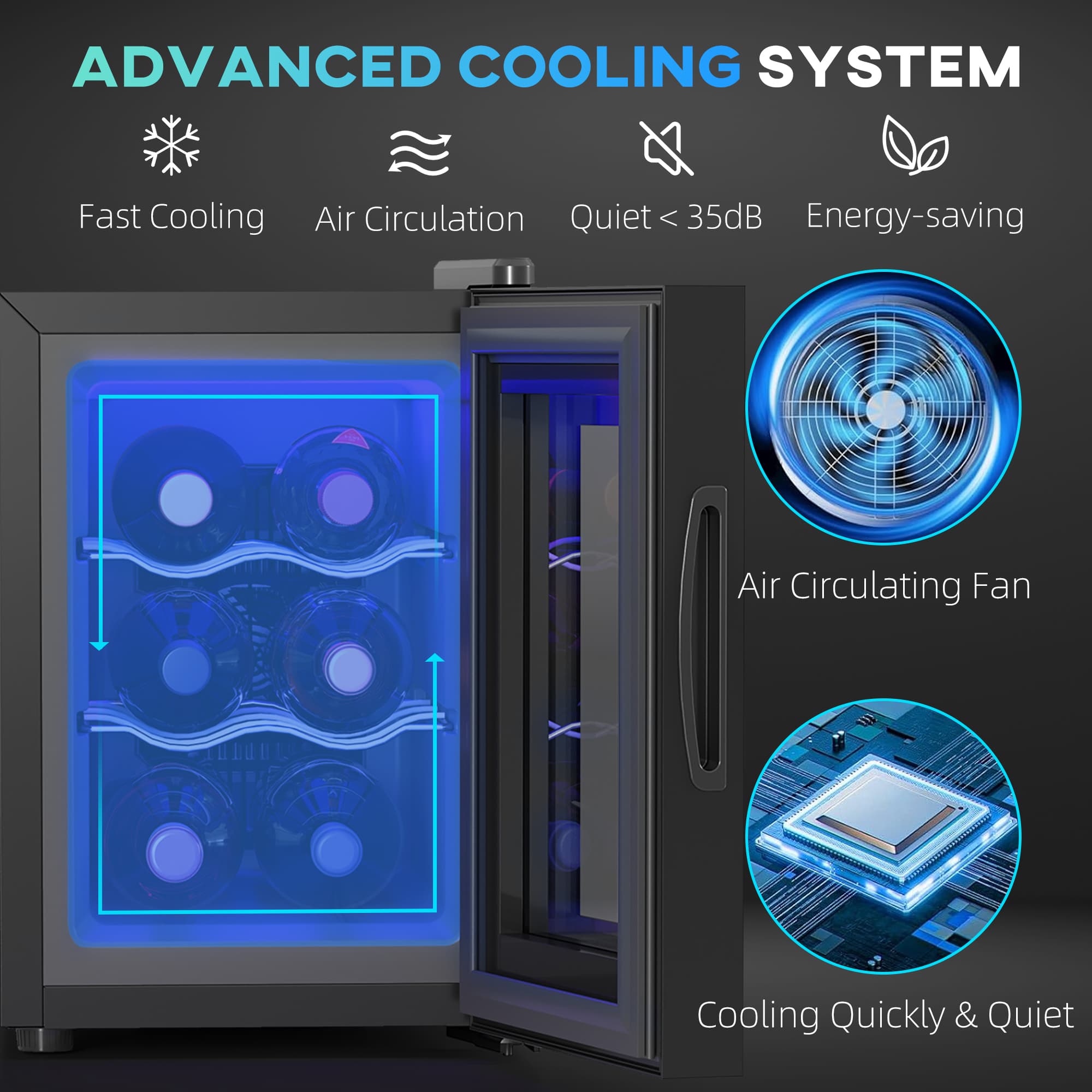 Compact Six-Bottle Wine Fridge with Touch Control and LED Interior - image 9