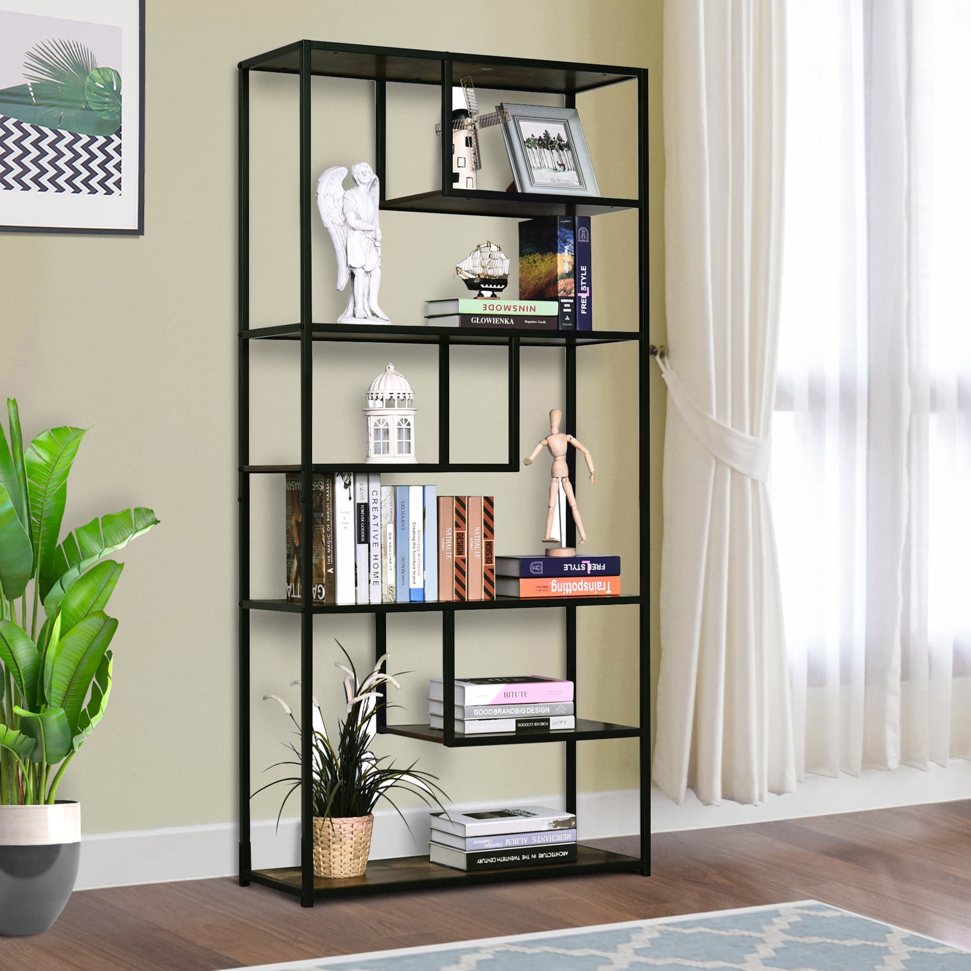 6-Tier Industrial Bookcase for Effortless Organisation - image 1