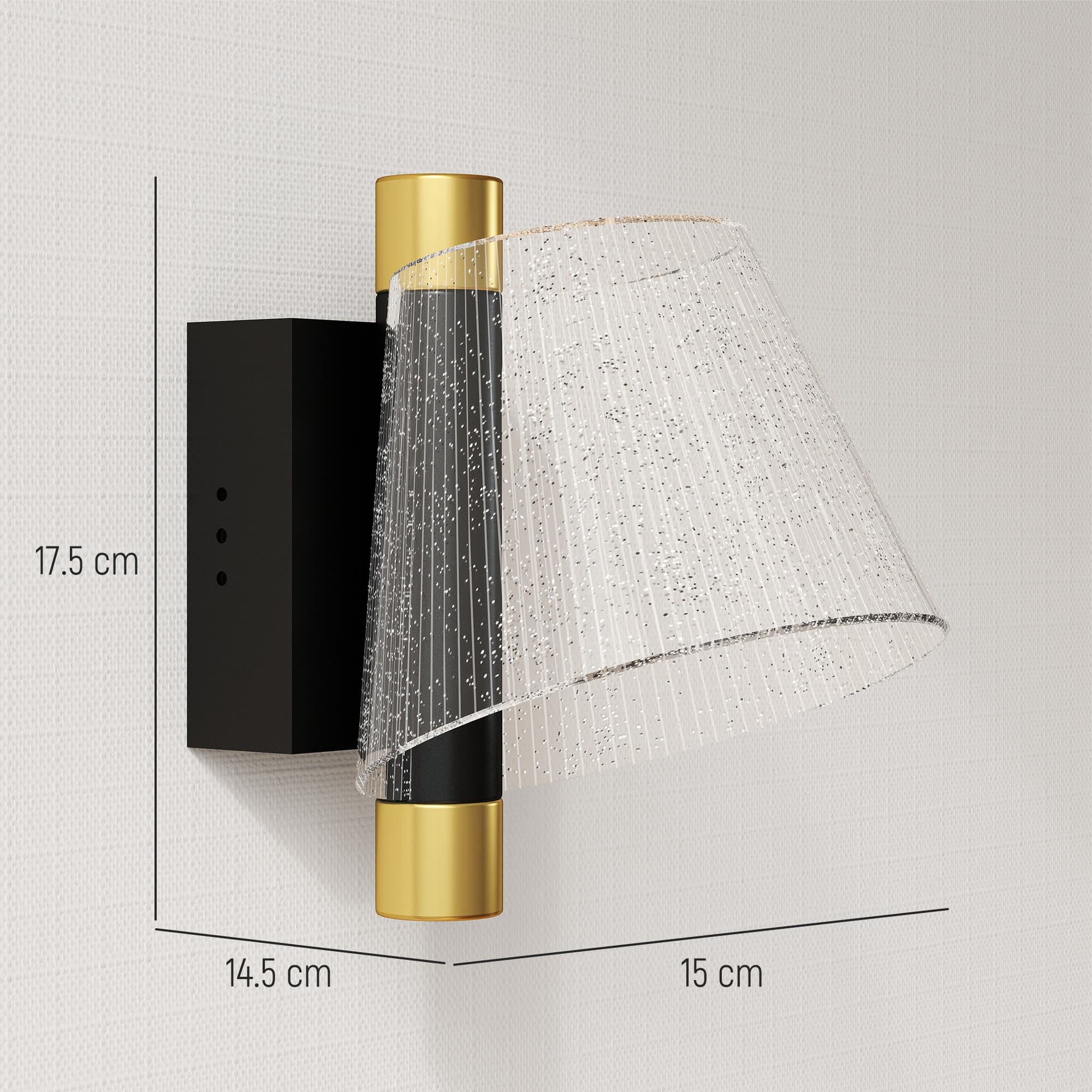Black LED Wall Lamps with Sparkled Acrylic Shades - image 4