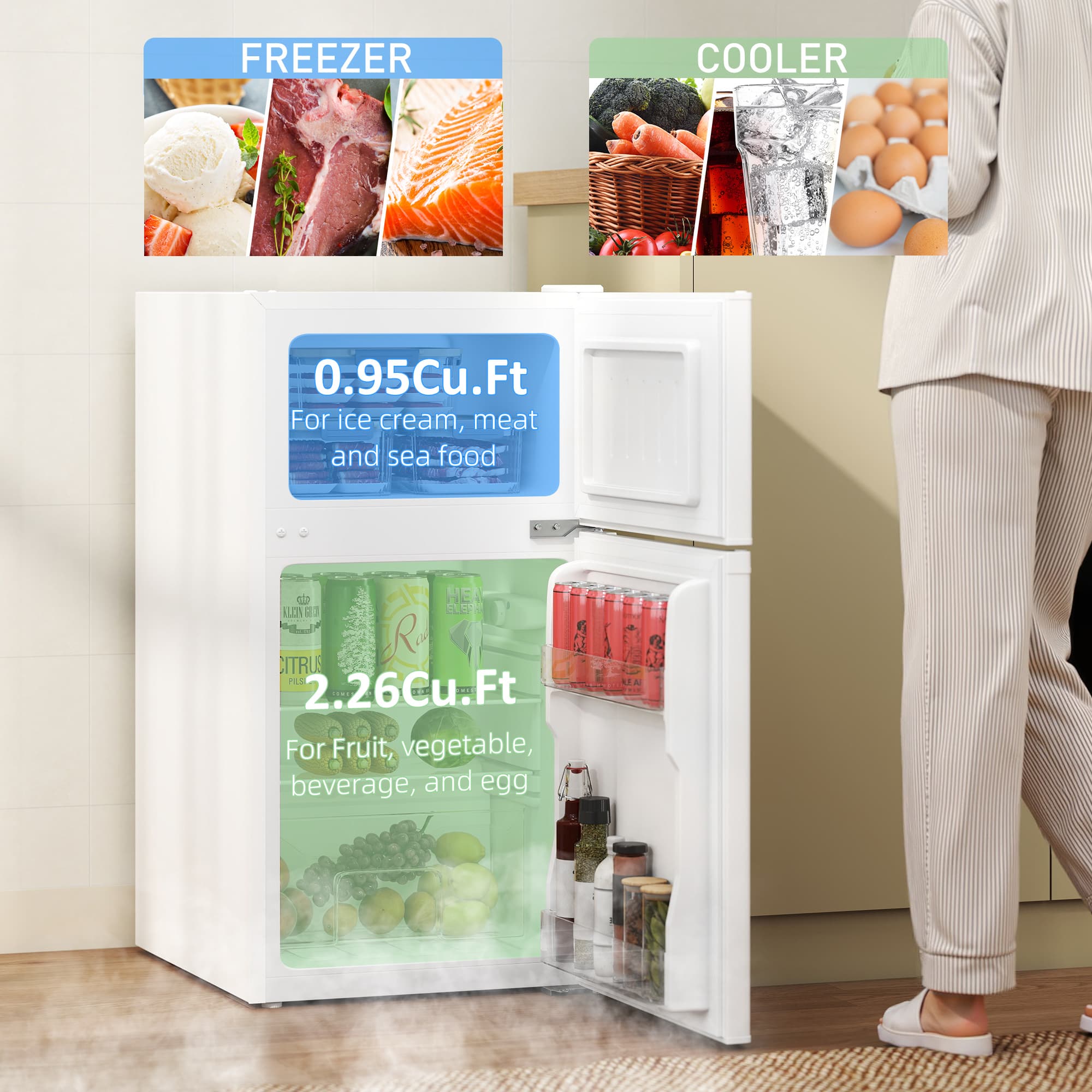 88L Compact Fridge Freezer for Kitchens and Small Spaces - image 8