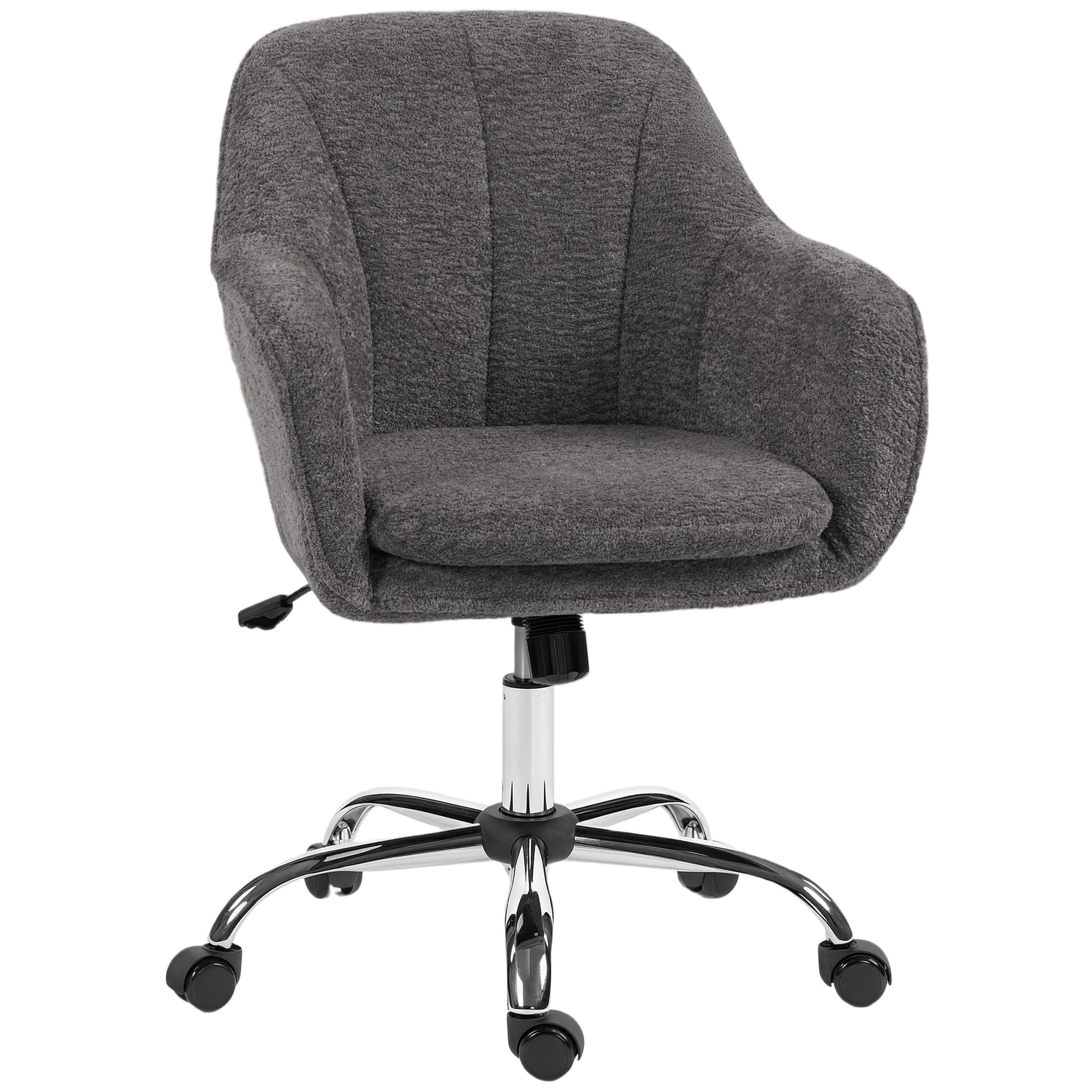 Grey Velvet-Feel Tub Office Chair for Effortless Comfort - Grey