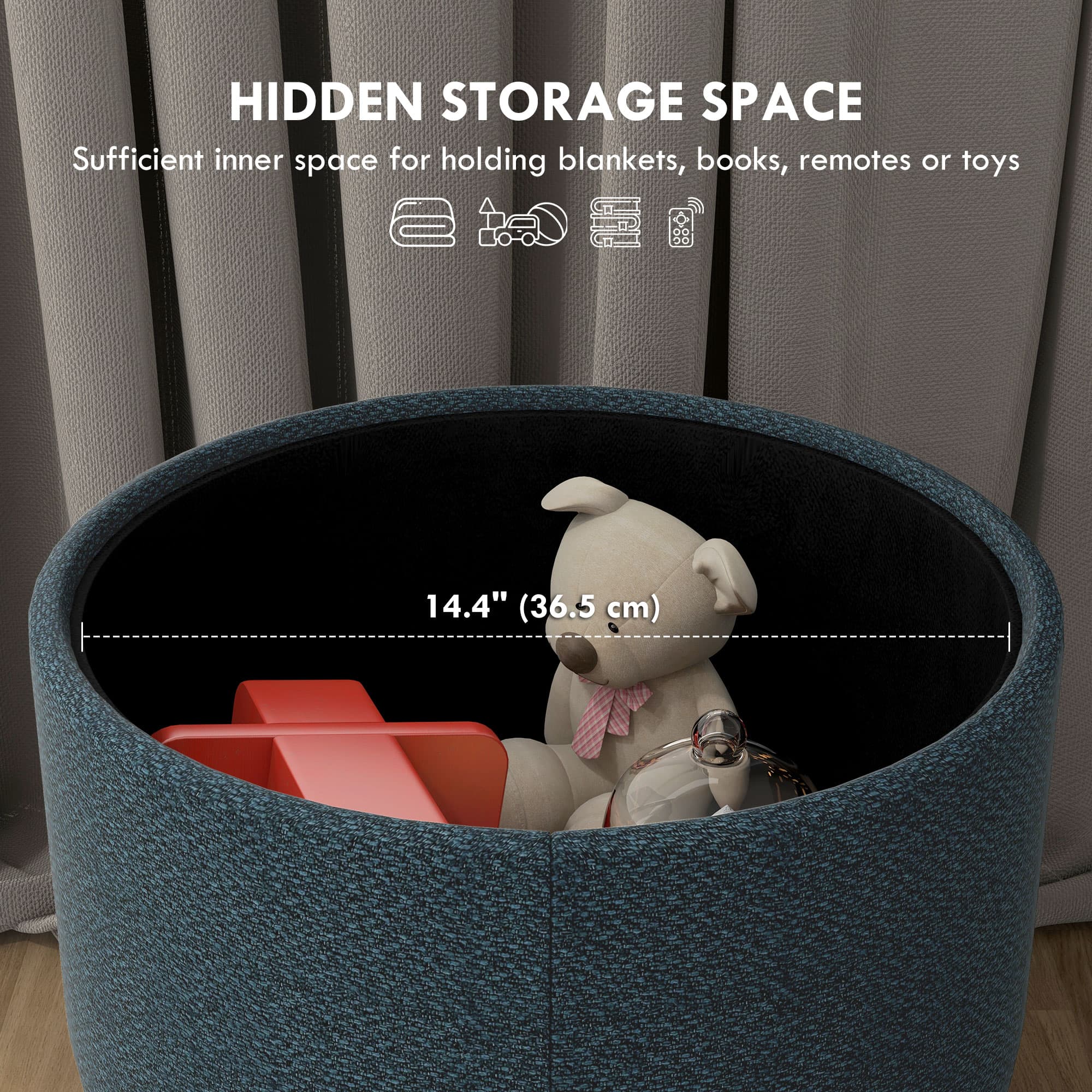 Blue Round Storage Ottoman for Tidy, Flexible Rooms - image 10