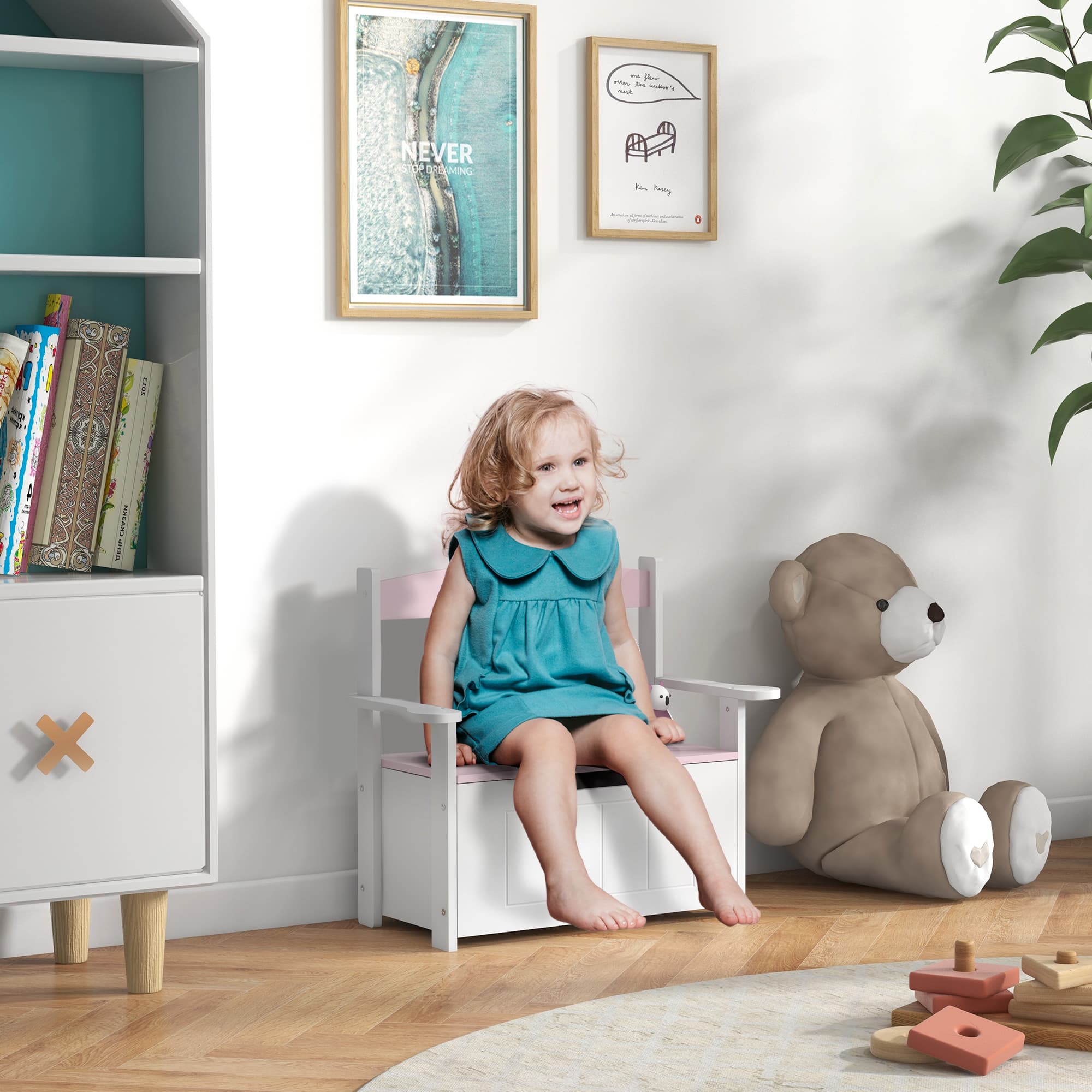 Children's Toy Box Storage Bench with Safe Gas Strut Lid - image 2