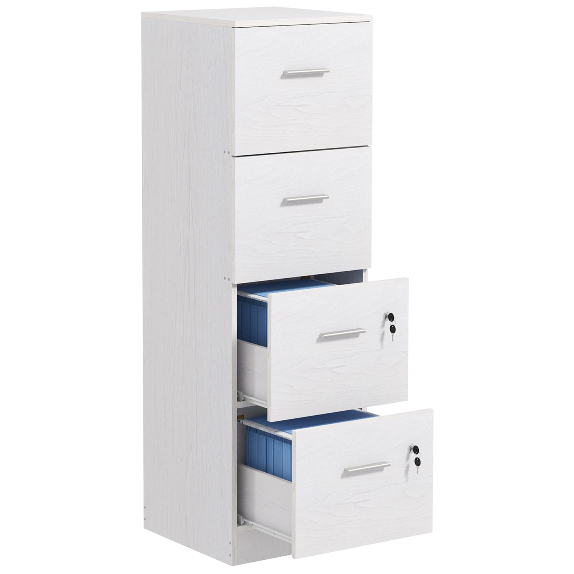 Organise Your Space with this 4-Drawer Lockable Filing Cabinet - White