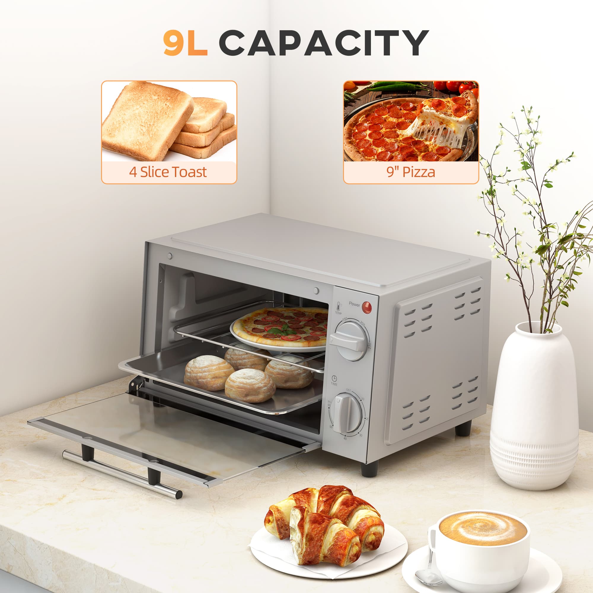 Compact 9-Litre Countertop Oven with 60-Minute Timer - image 10