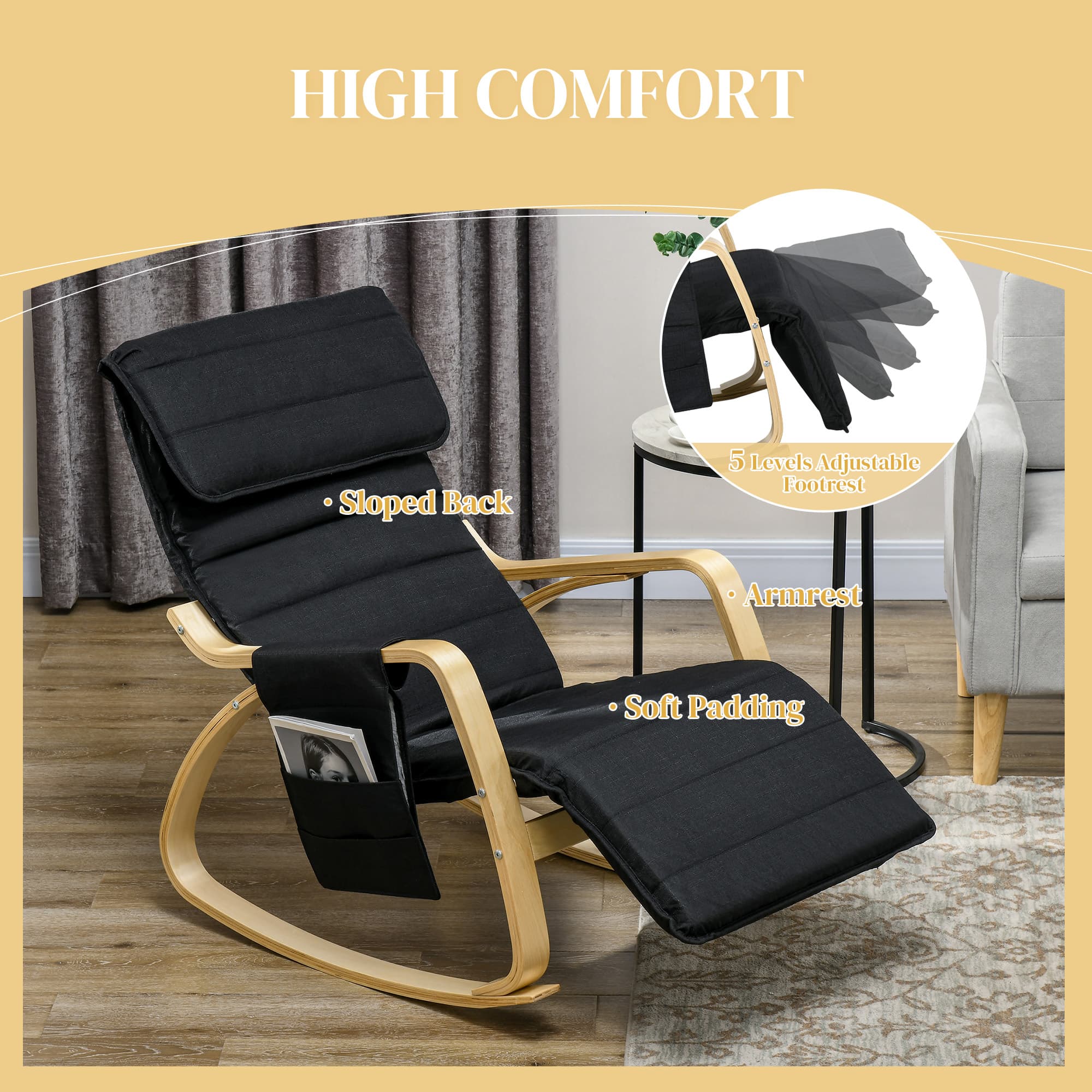 Relax Effortlessly in Our Black Rocking Lounge Chair - image 1