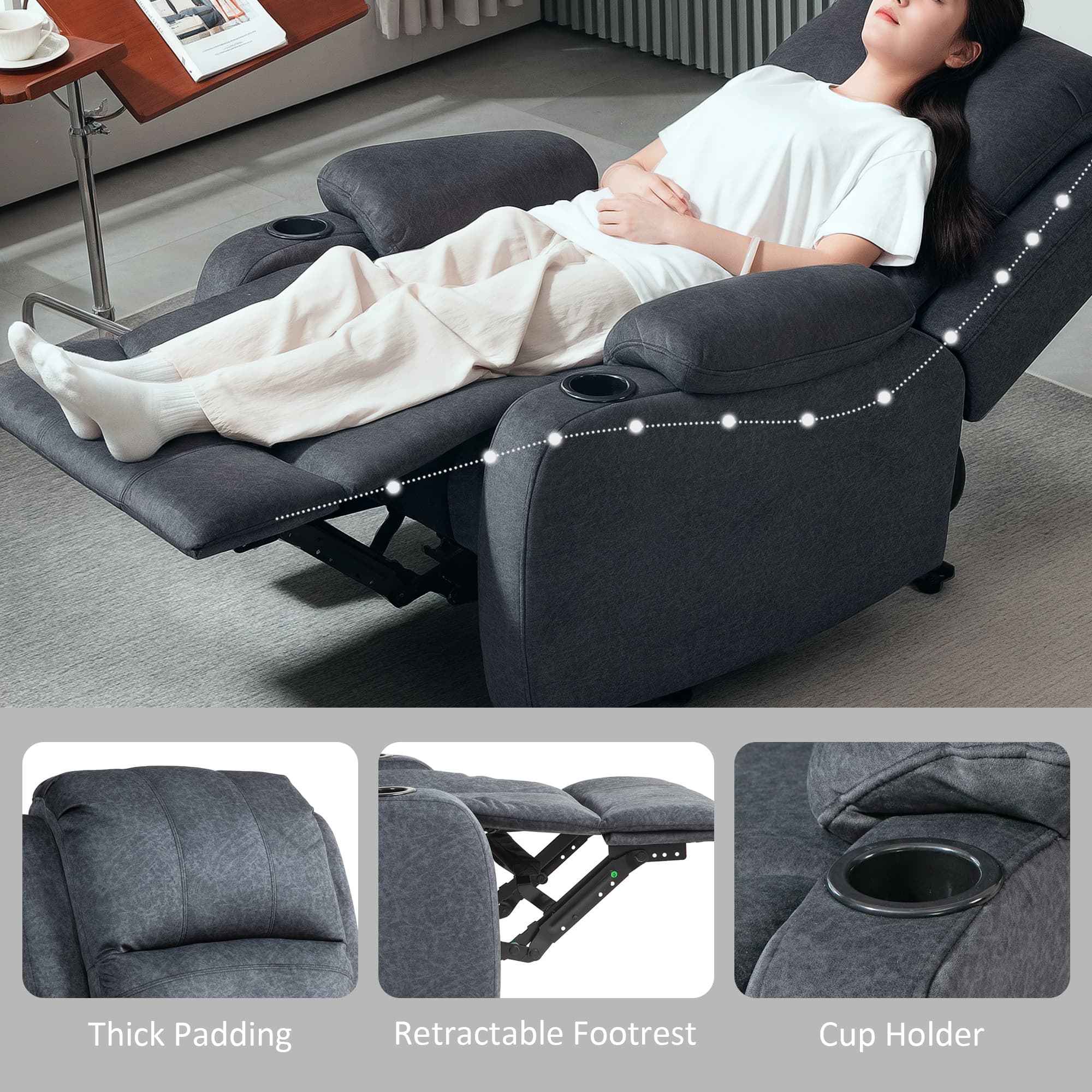 Effortless Comfort: Black Microfibre Manual Recliner Chair - image 3