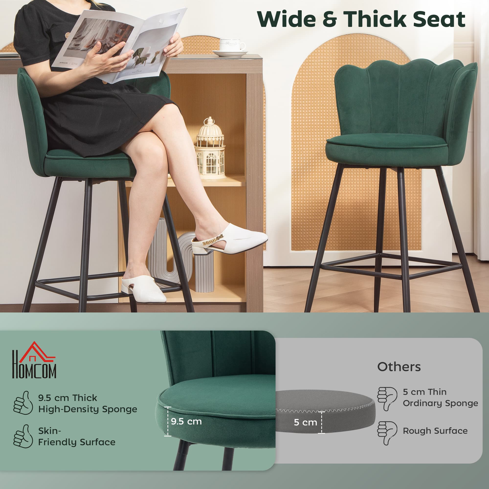 Transform Your Kitchen with Dark Green Velvet Lotus Bar Stools - image 3