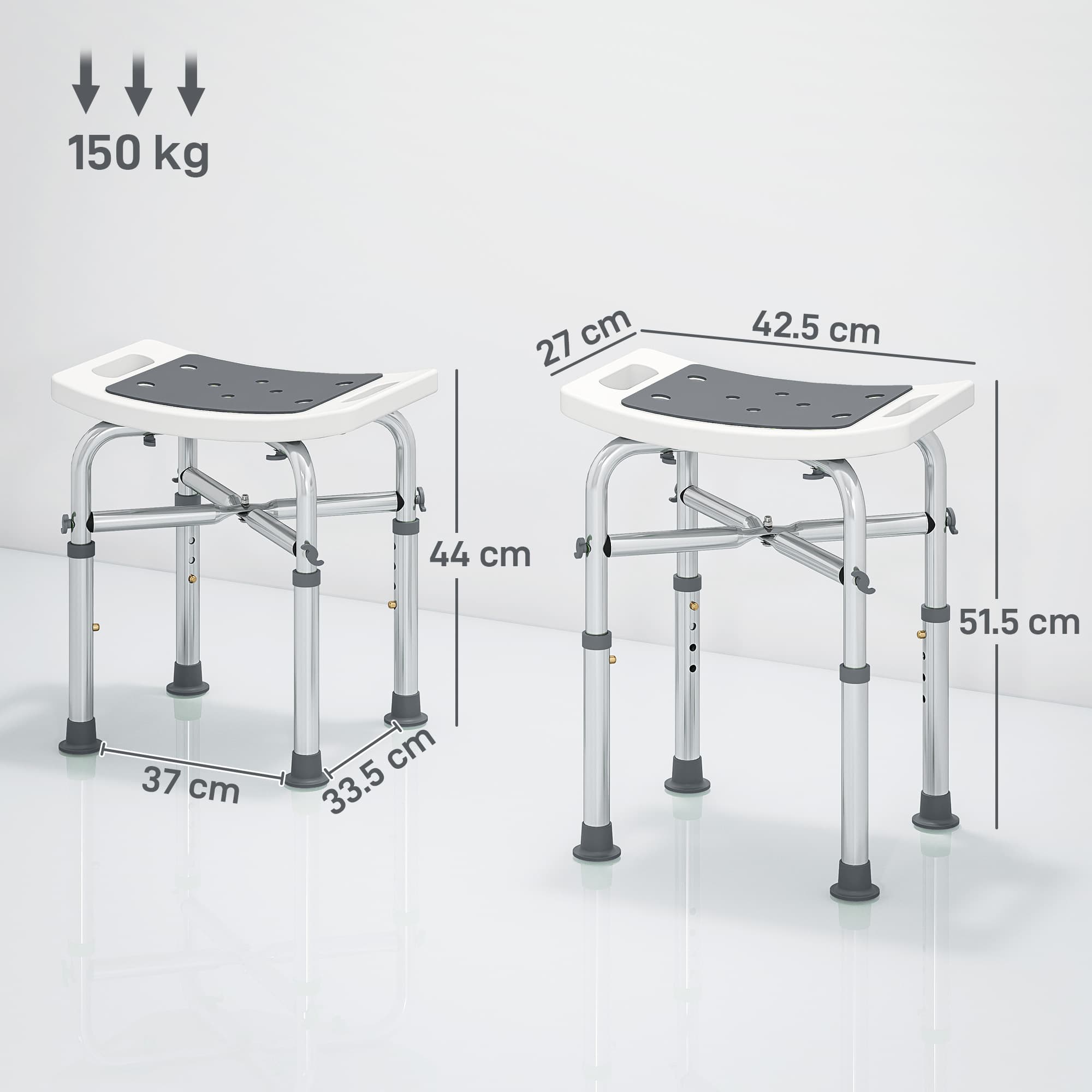 Adjustable shower stool with padded grey seat - image 8