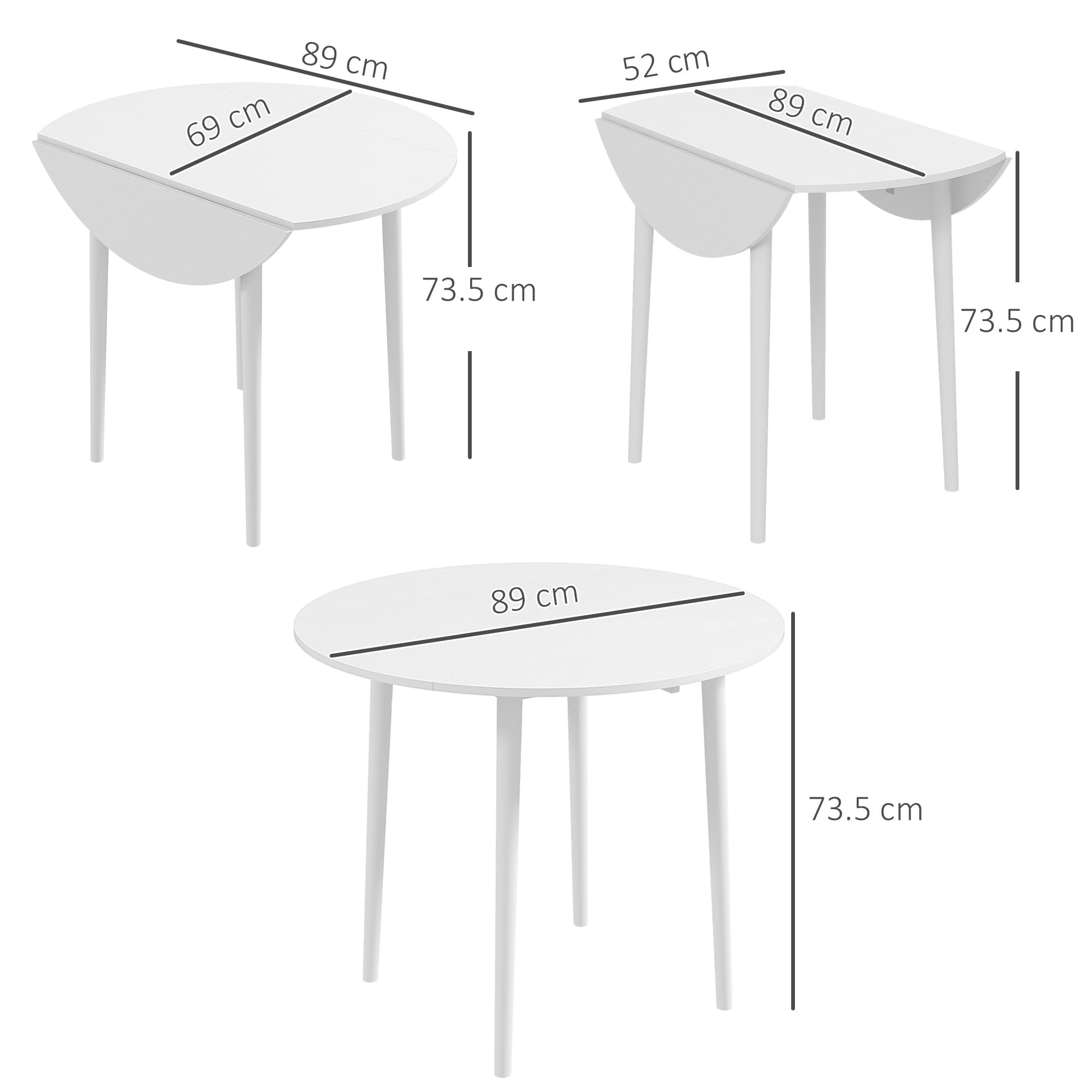Round Drop Leaf Table for Four — White, Compact Dining - image 4