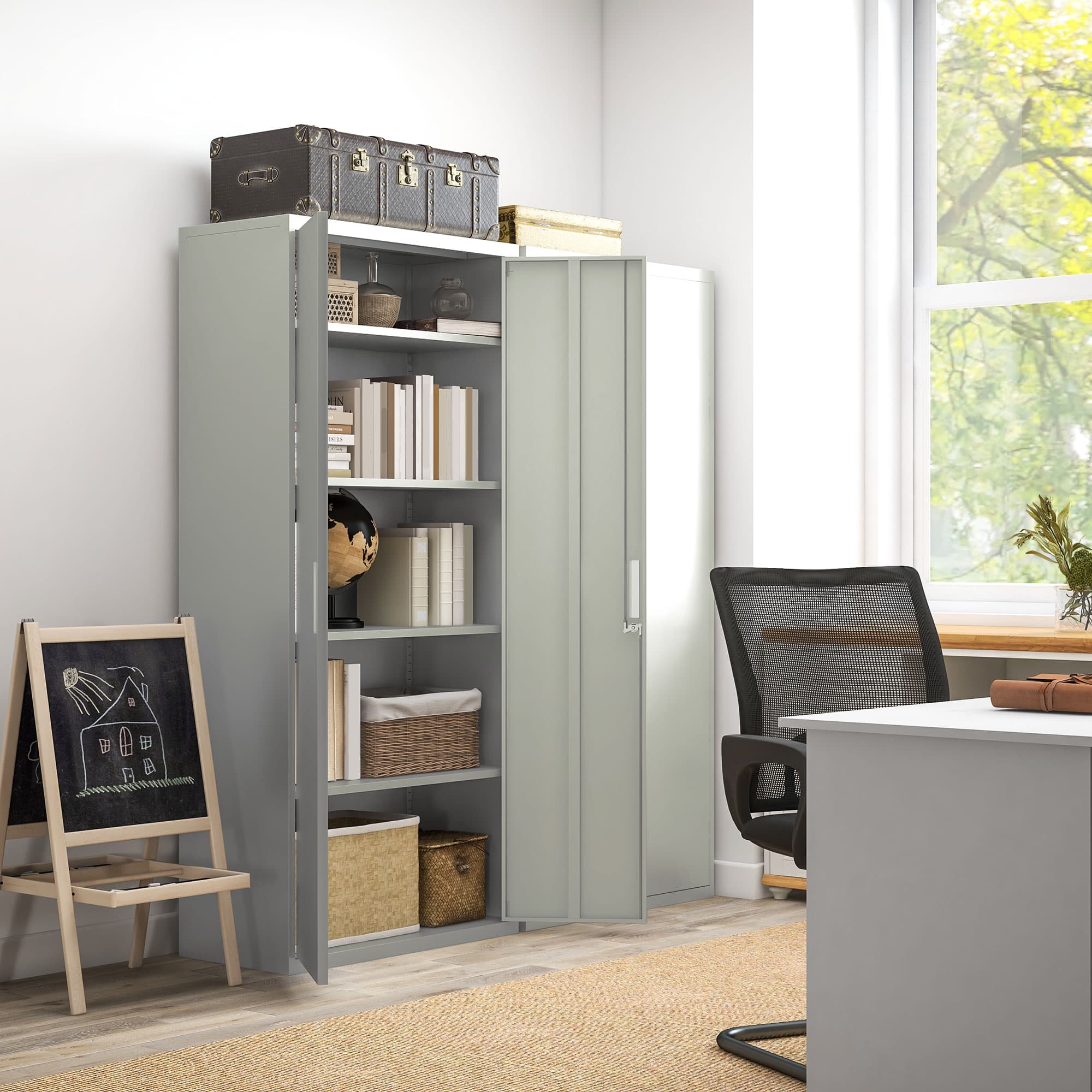 Secure Your Workspace with this Tall White Steel Cabinet - image 2