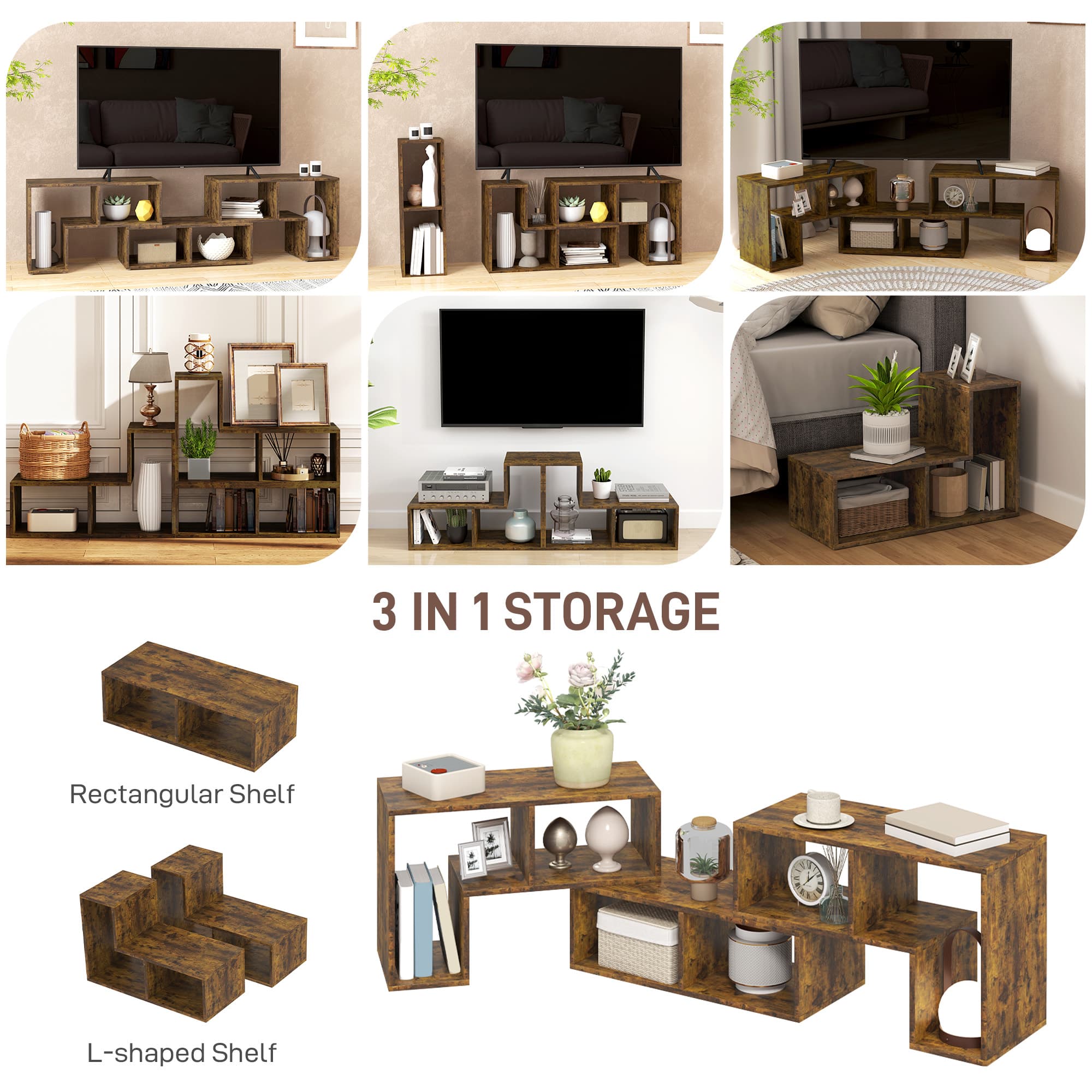 Customise Your Space with the Modular Rustic Brown TV Stand - image 5