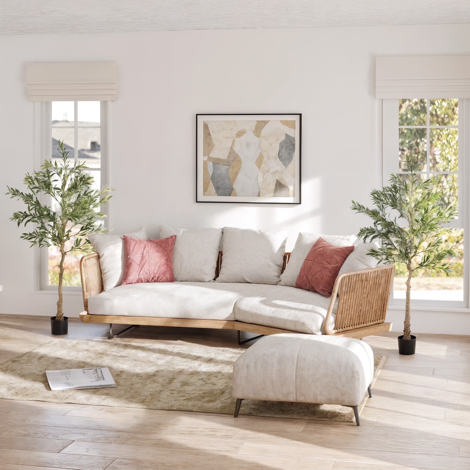 Set of Two Artificial Olive Trees with Silk Foliage and Weighted Pots - image 4