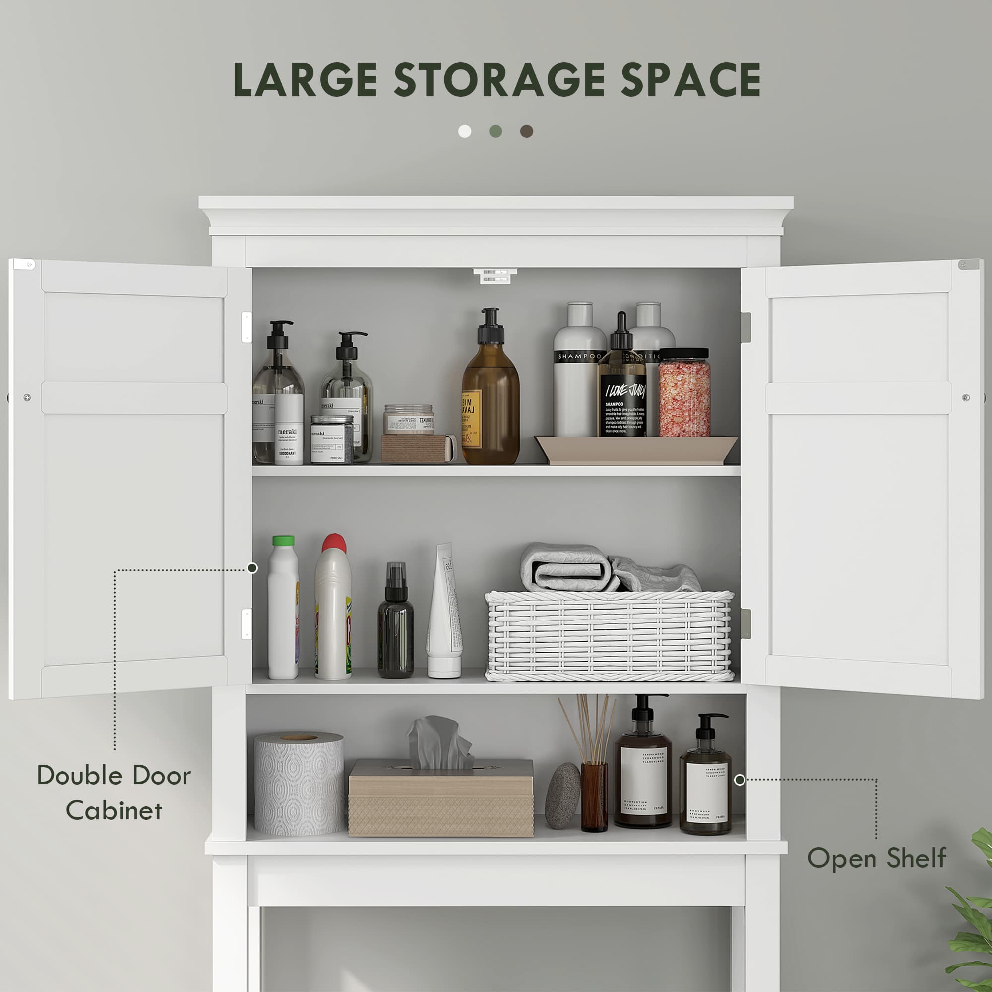 Over-Toilet Storage Cabinet with Shelves – White - image 5