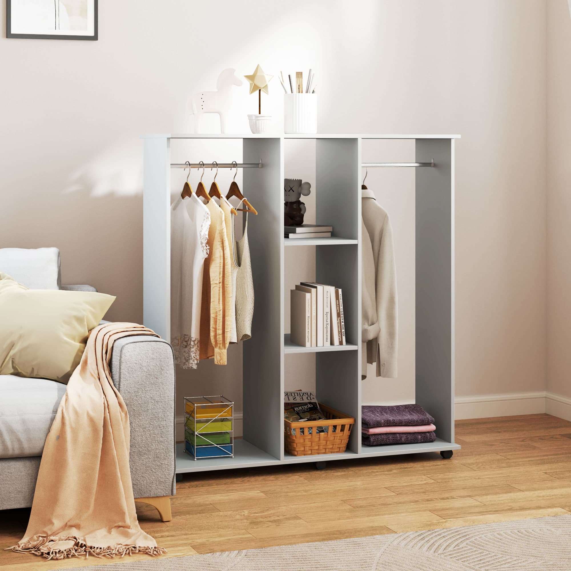 Mobile Grey Open Wardrobe for Everyday Storage - image 10