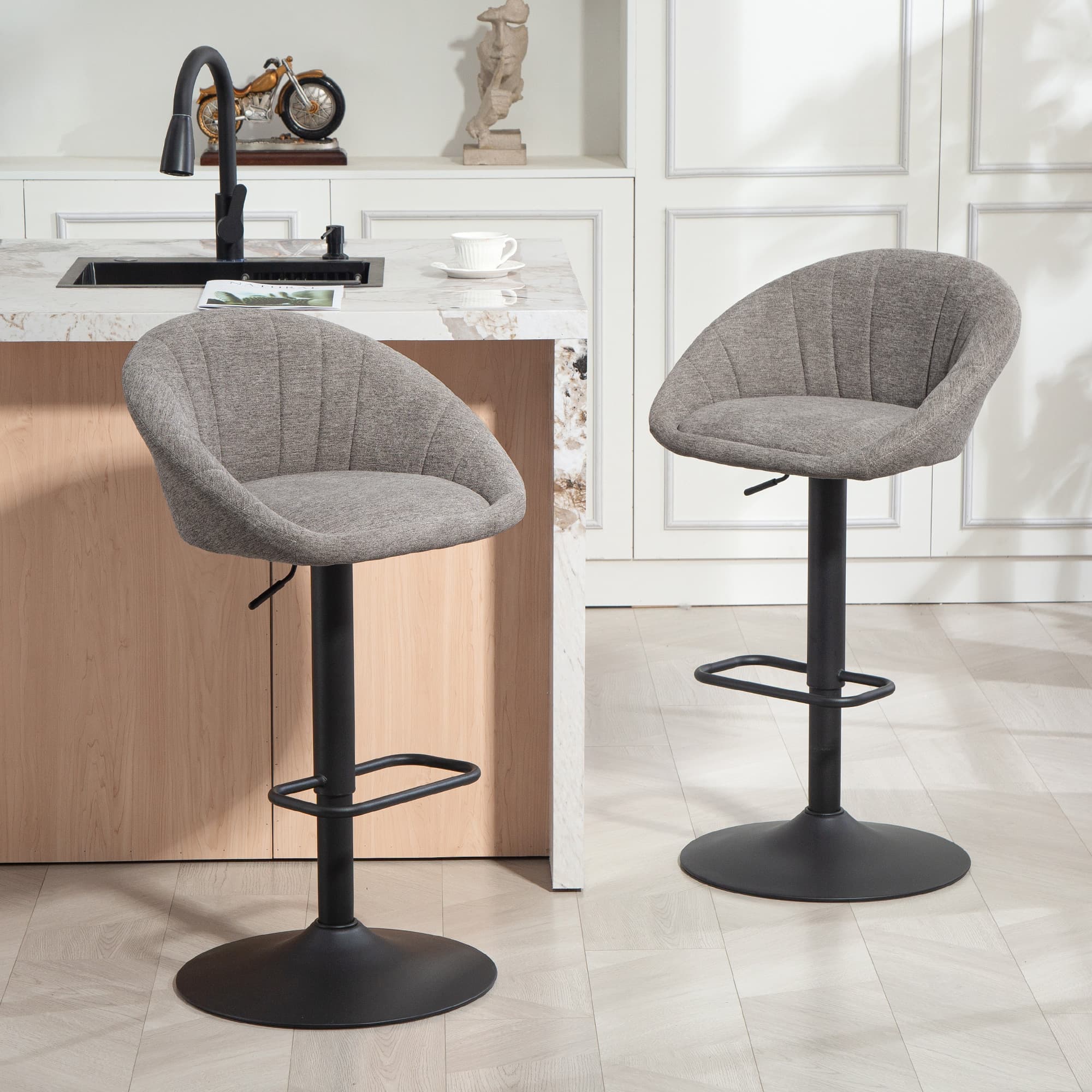 Set of 2 Grey Tub Bar Stools for Effortless Kitchen Comfort - image 4