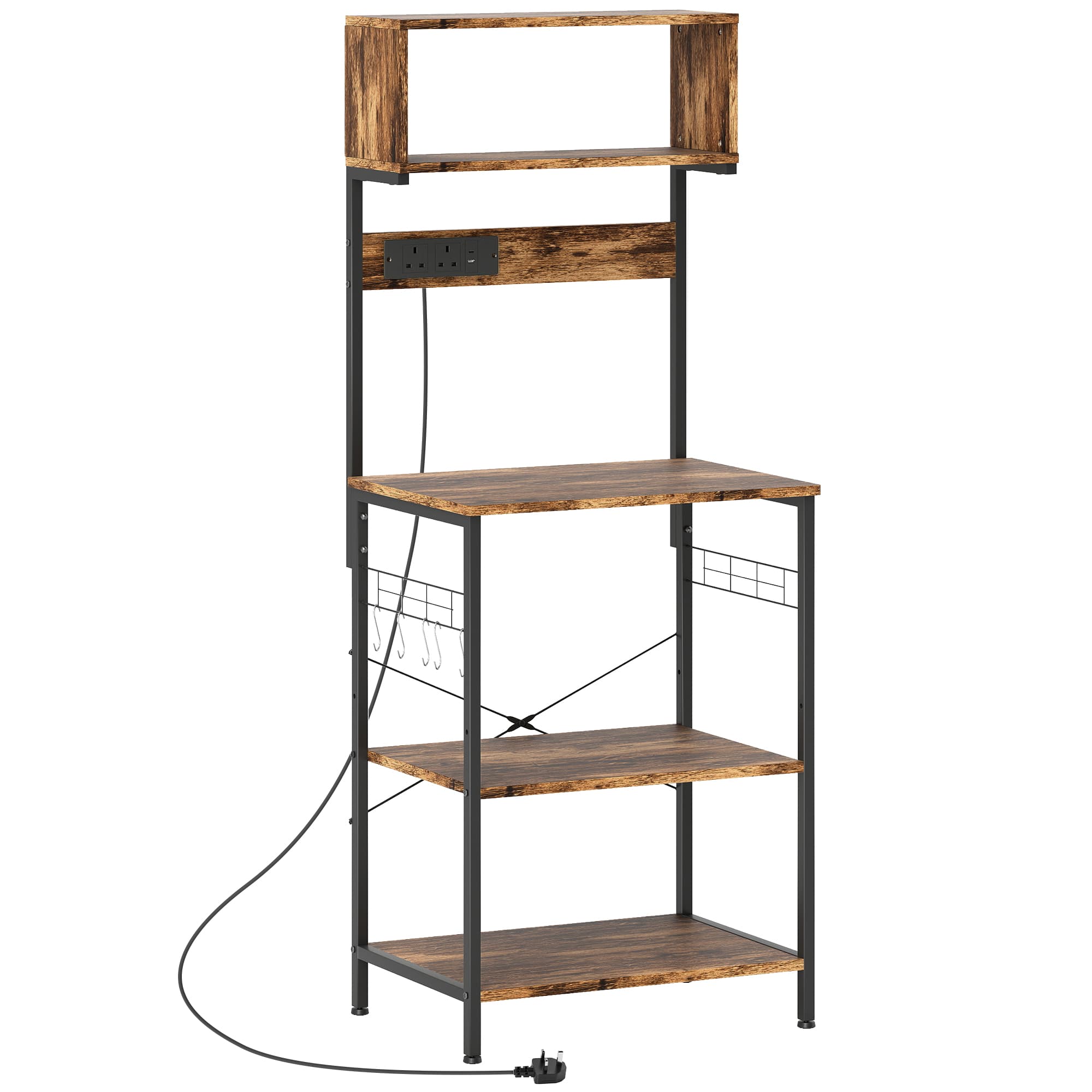 Kitchen Bakers Rack with Built-In Power Outlet & USB Ports