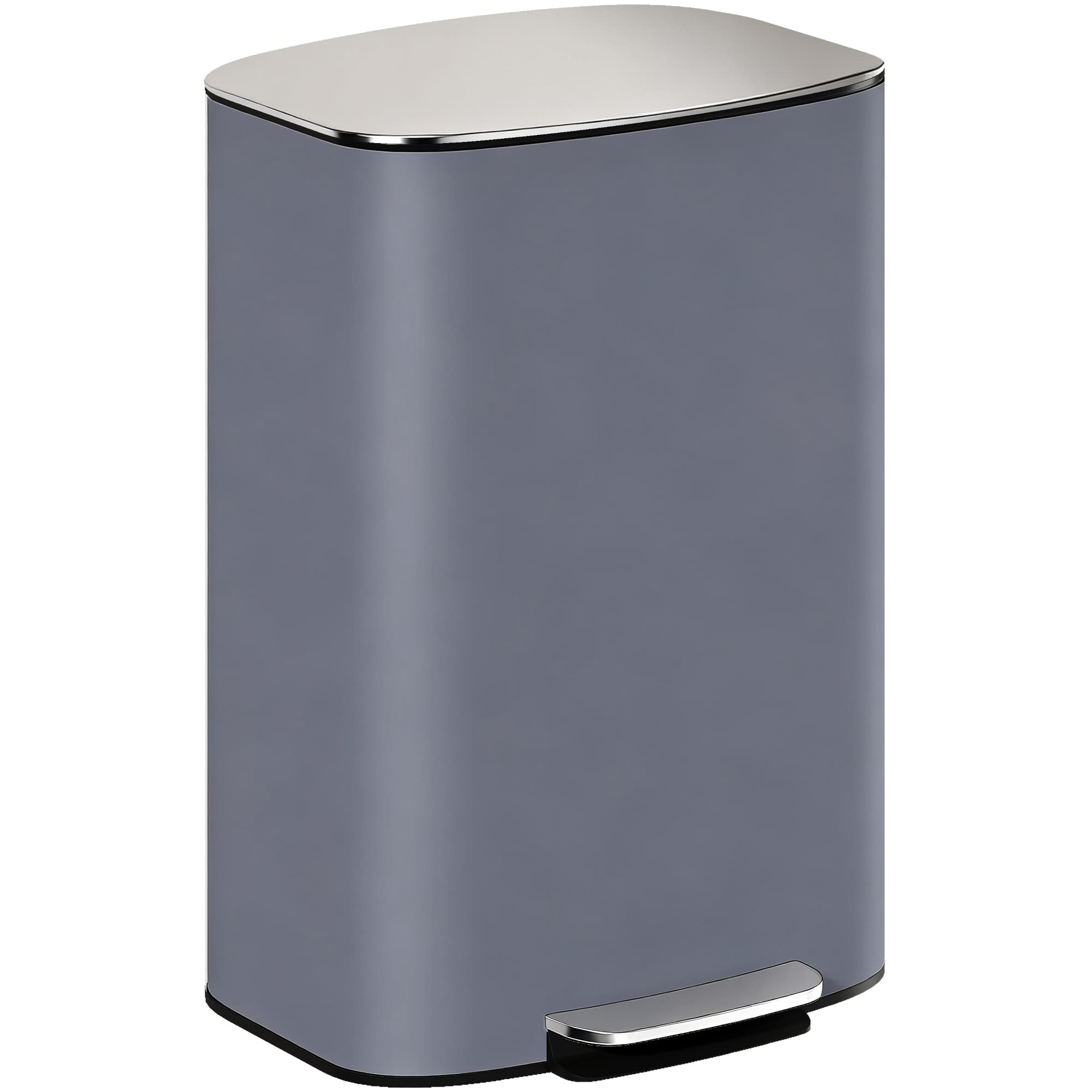 Effortless 50L Grey Stainless Steel Kitchen Pedal Bin