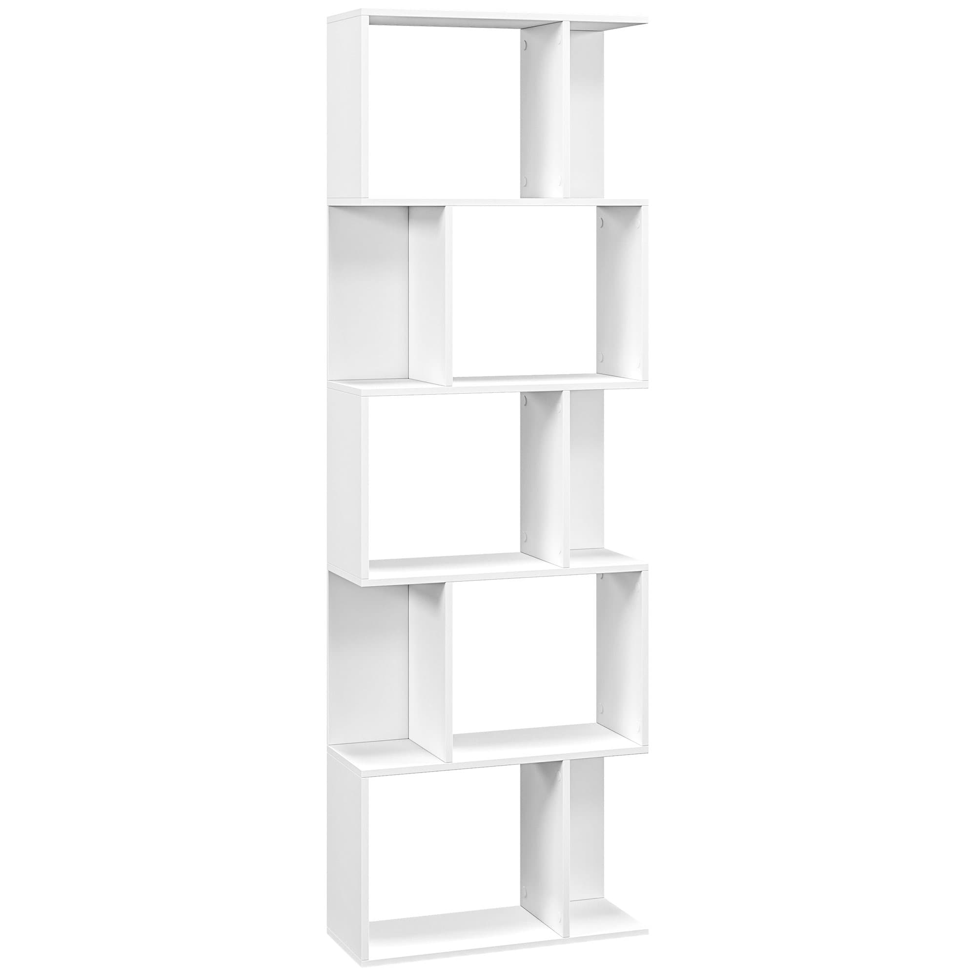 Transform Your Space with this Modern 5-Tier S-Shaped Bookcase - White