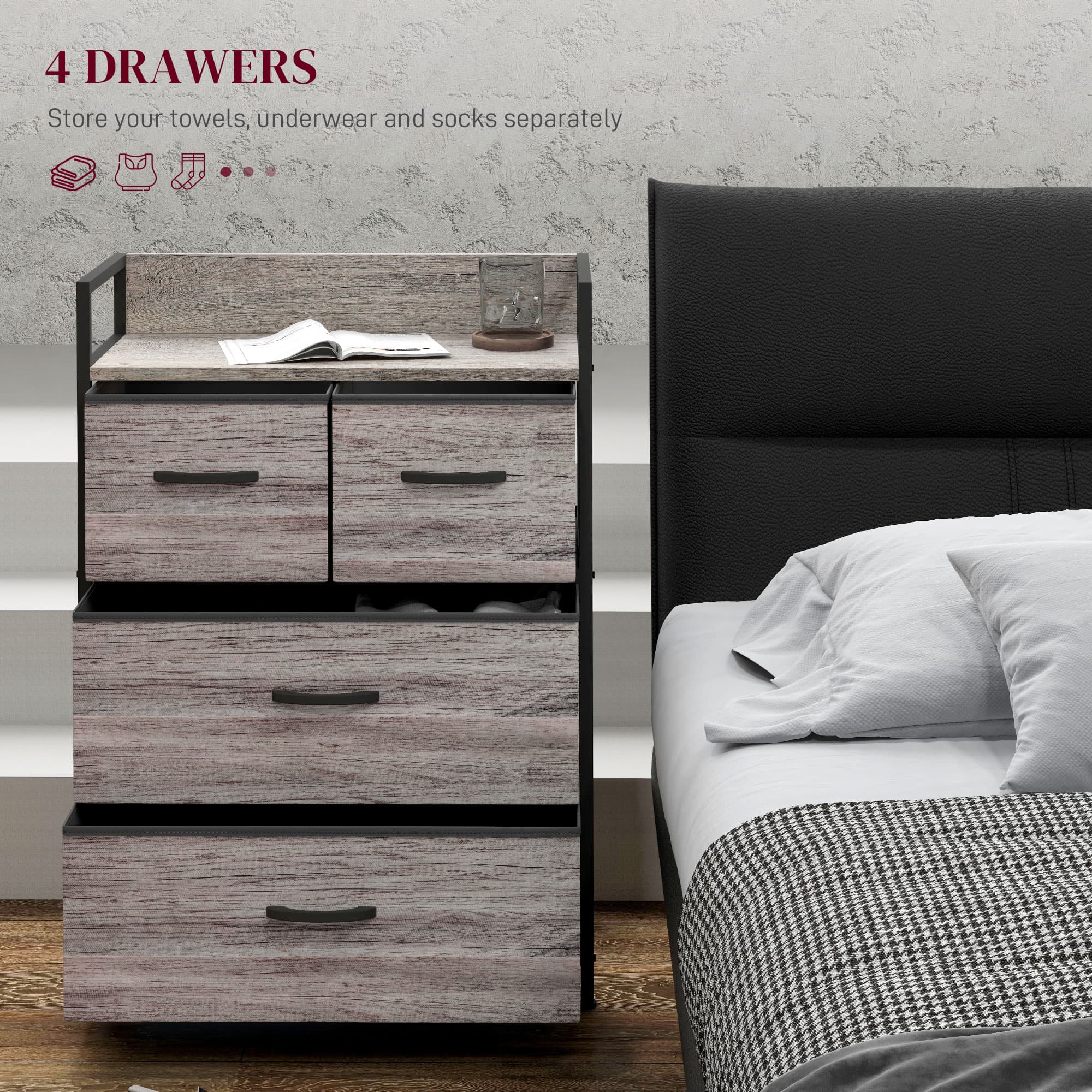 Four Fabric Drawers with an Industrial Wood-Effect Frame - image 2