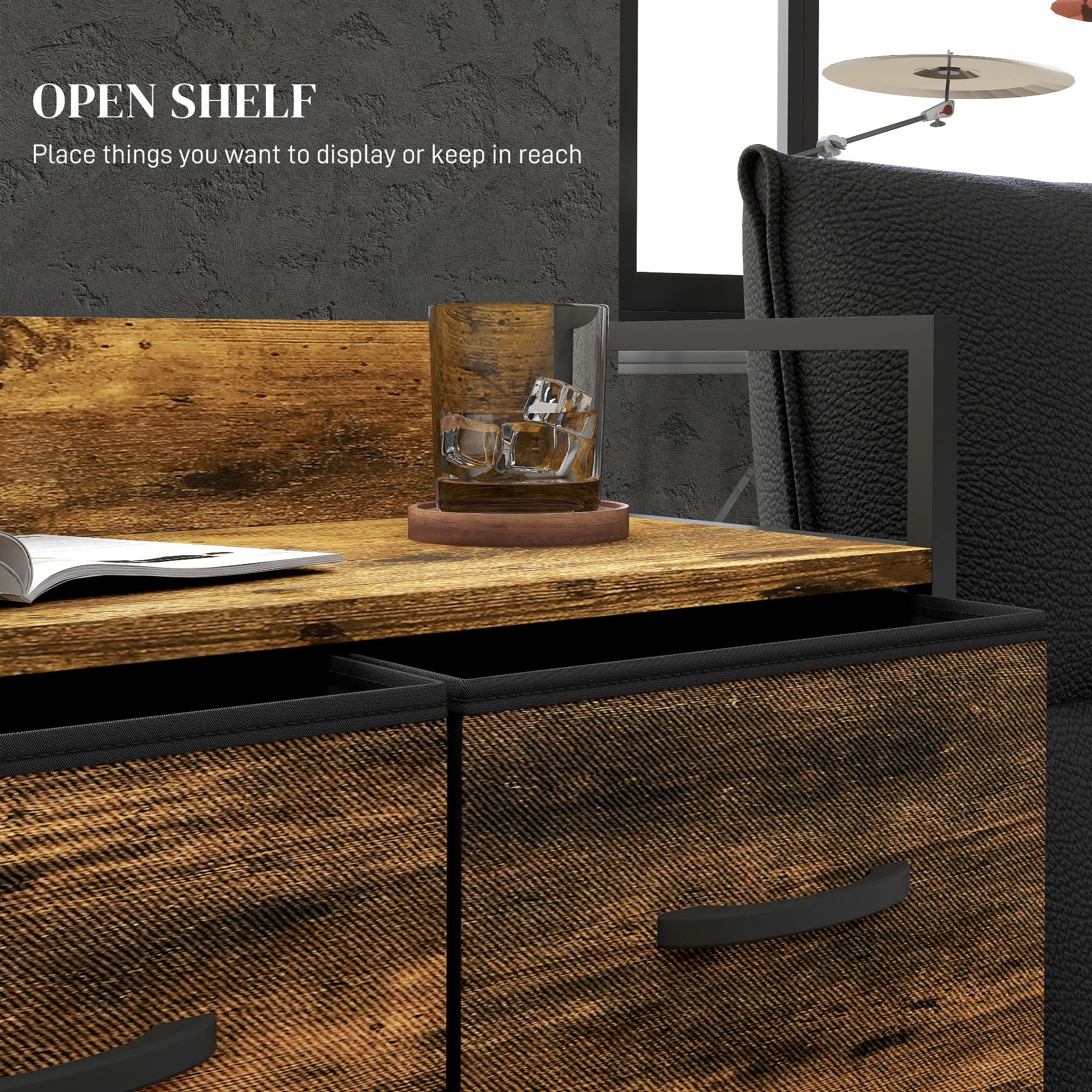 Four-Drawer Fabric Storage Chest in Rustic Industrial Style - image 10