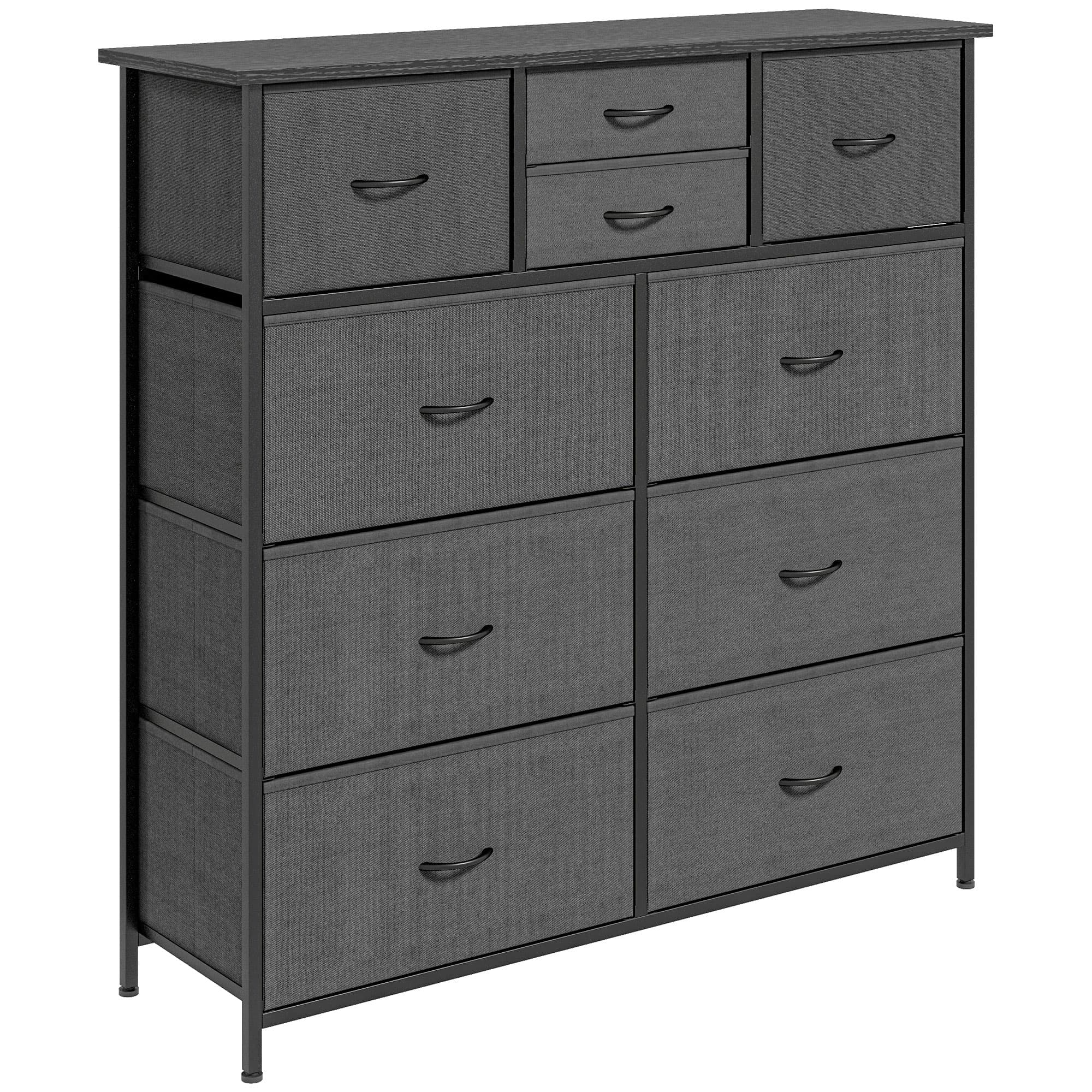 10-Drawer Chest of Drawers — Fabric Storage, Steel Frame