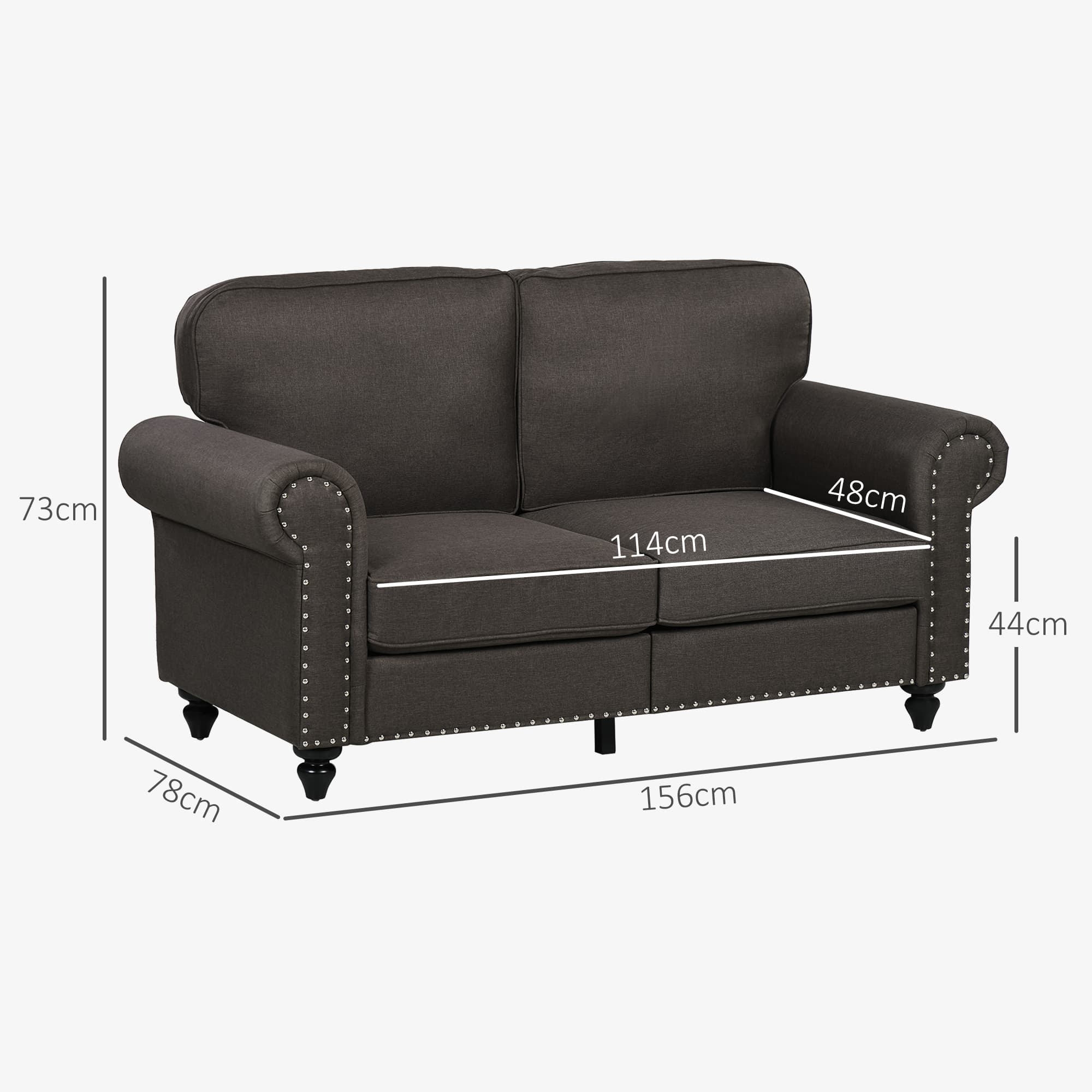 A Classic Two-Seater Loveseat with Rolled Arms and Nailhead Trim - image 5