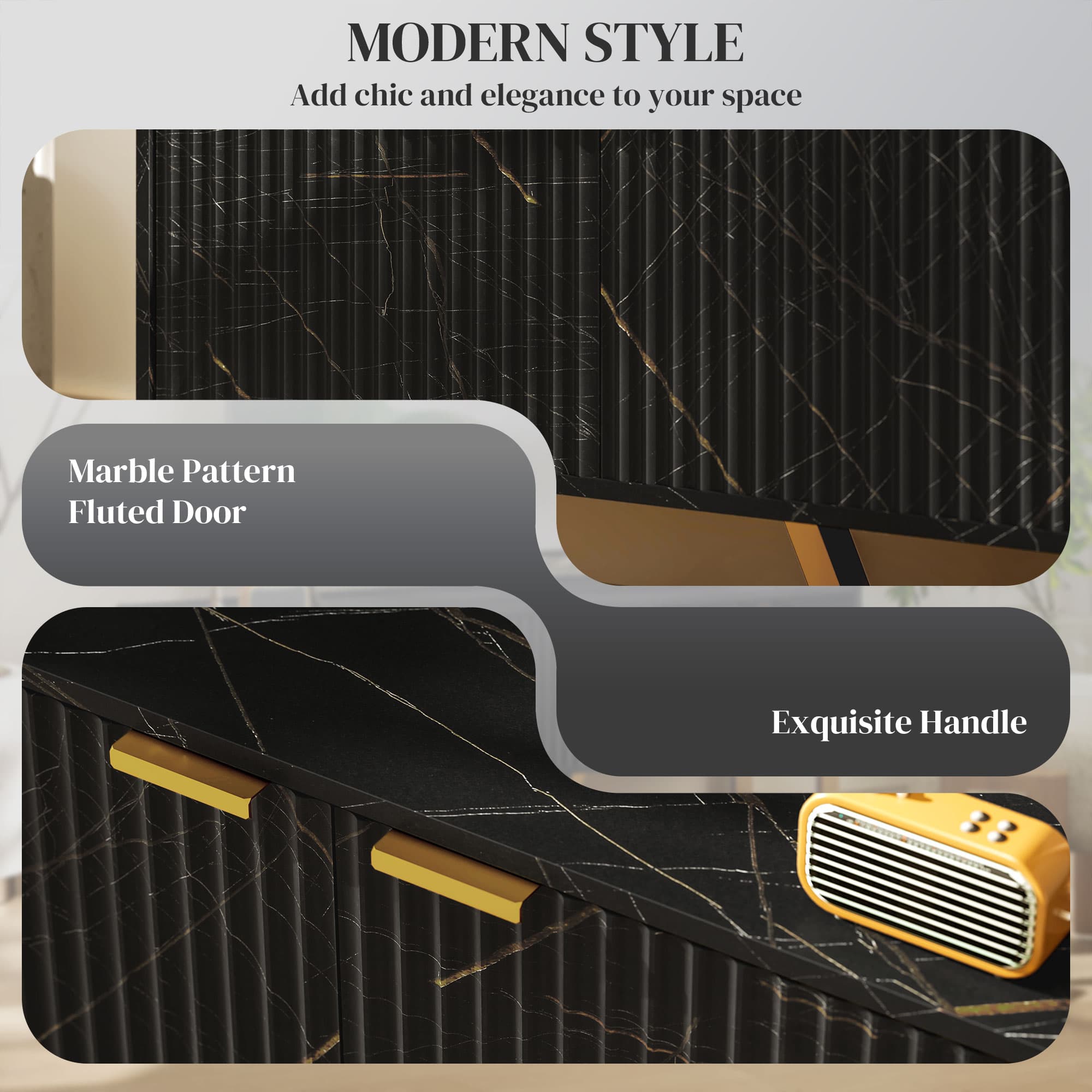 Transform Your Space with this Black Marble Effect TV Unit - image 2