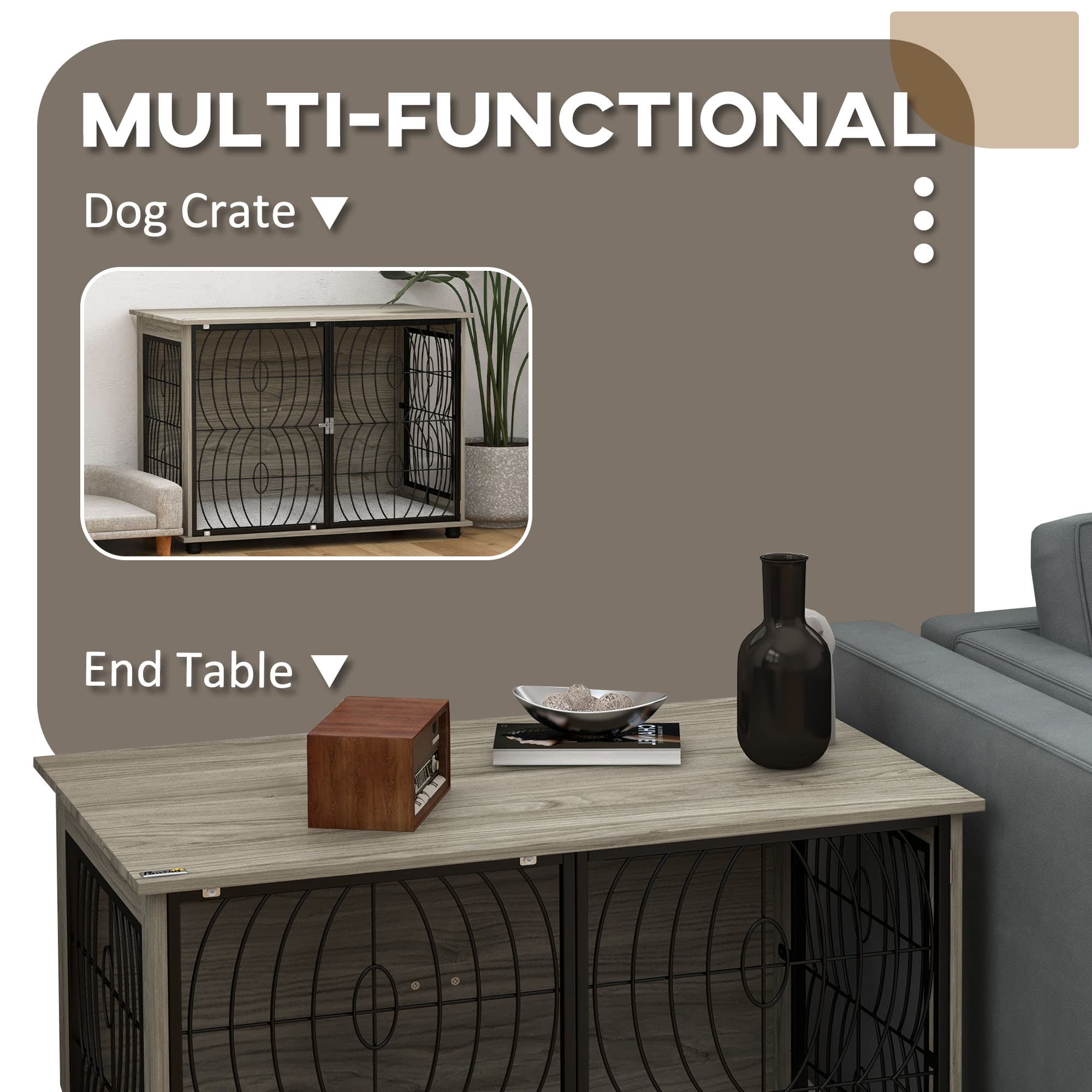 PawHut Dog Crate End Table with Washable Cushion - image 2