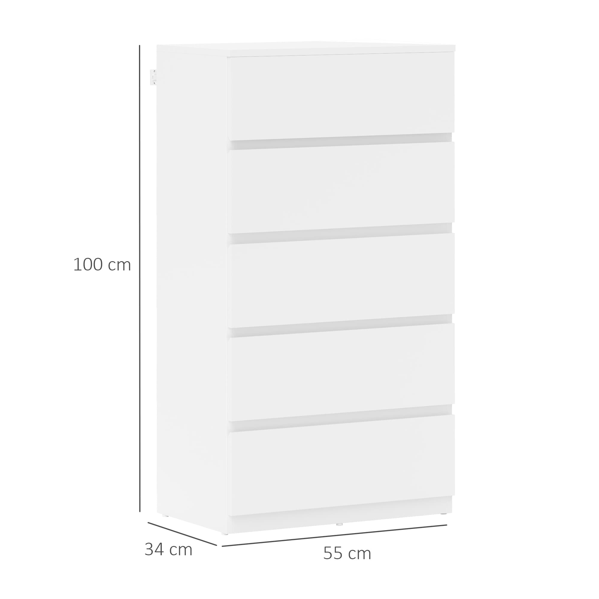 Modern 5-Drawer White Chest of Drawers — Handleless Design - image 1