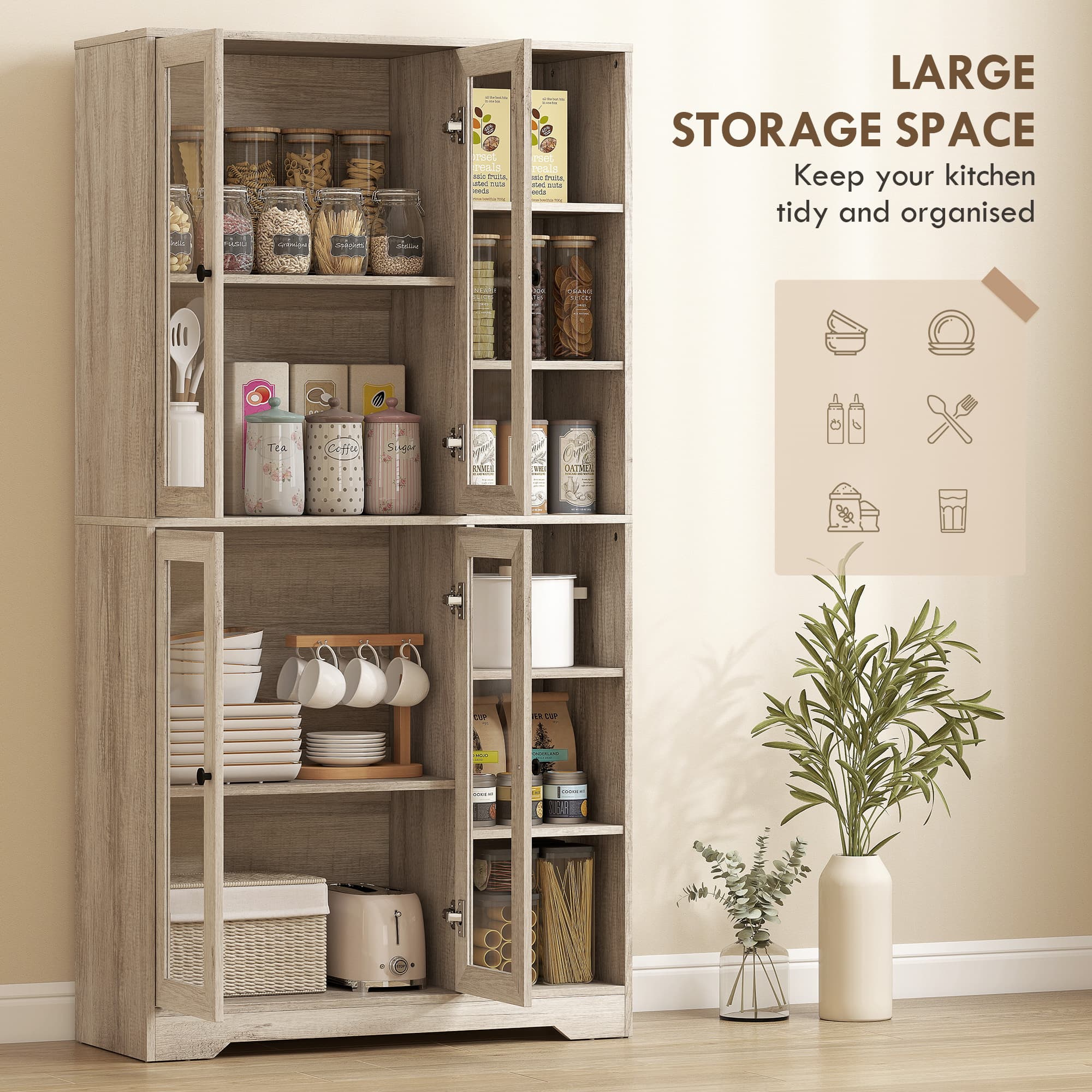 Effortless Organisation: Grey Wood-Effect Kitchen Cabinet - image 5