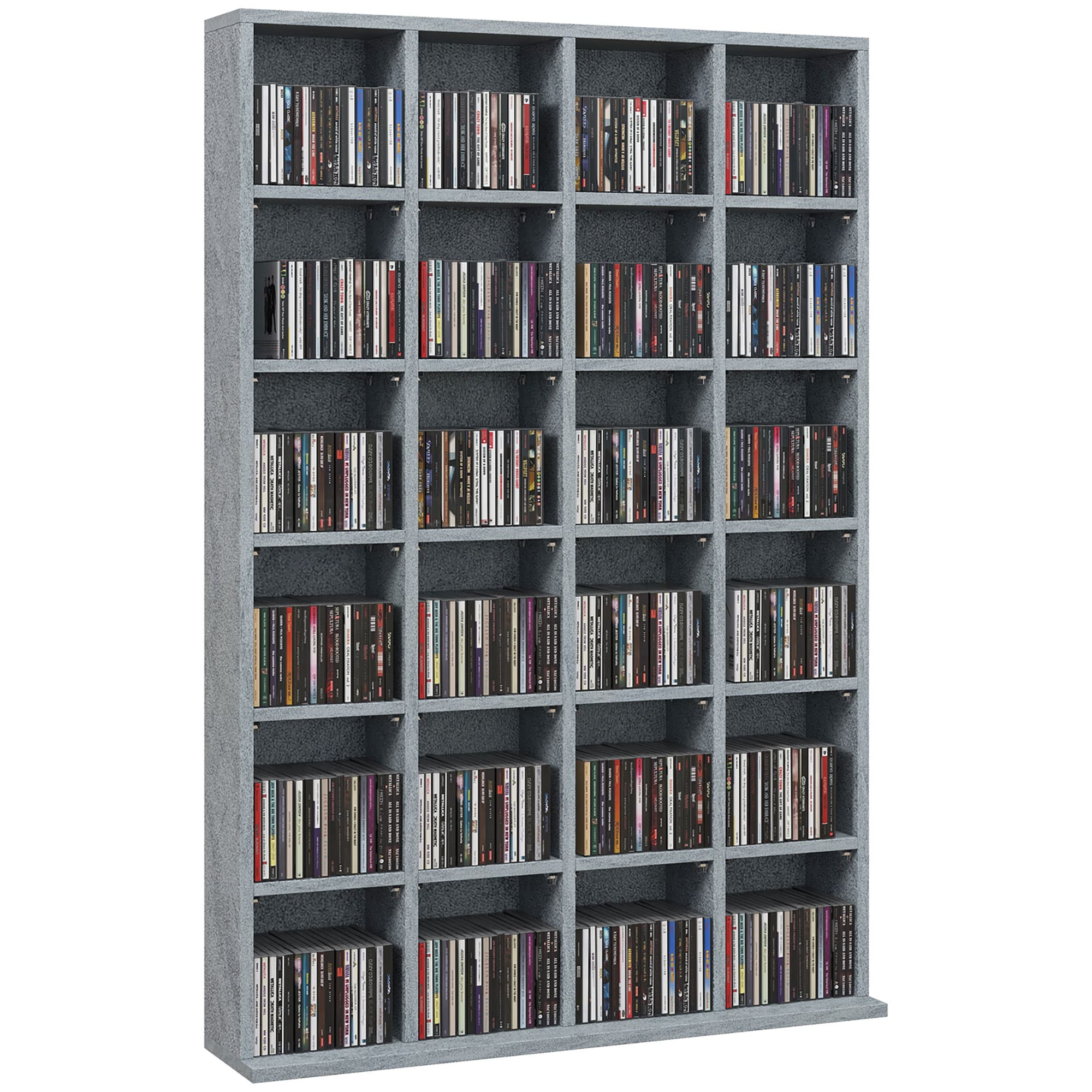 Cement Grey CD and DVD Storage Unit with Open Grid Shelves