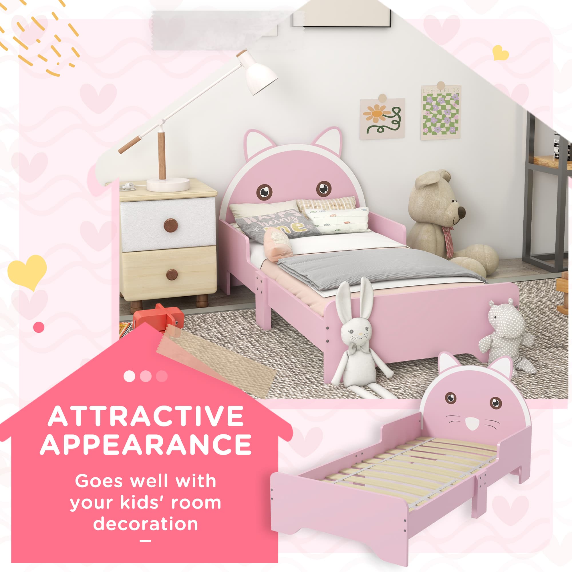 Transform Their Room with the ZONEKIZ Pink Cat Toddler Bed - image 3