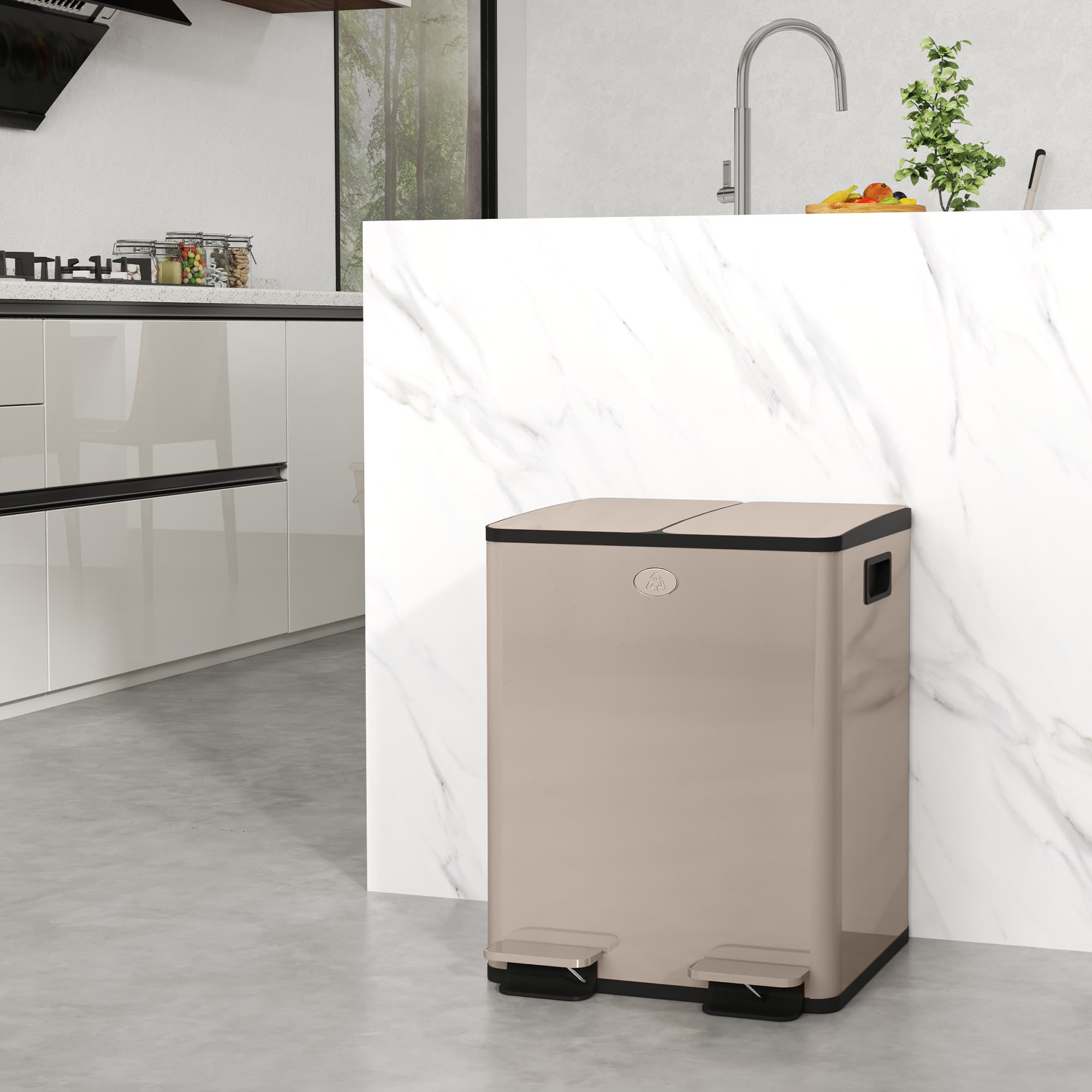 Transform Your Kitchen with this 40L Gold Dual Recycling Bin - image 4