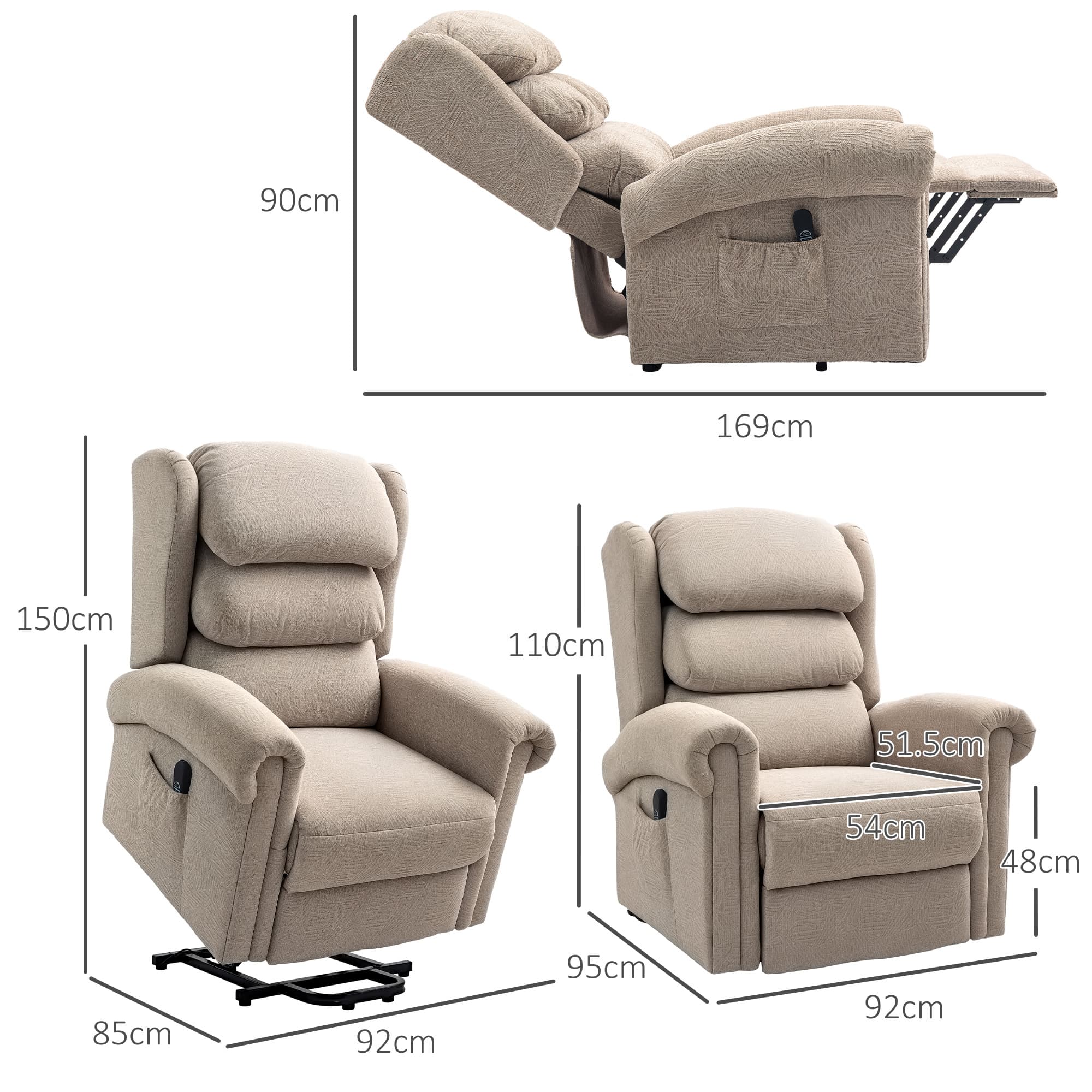 Effortless Comfort: Khaki Velvet Electric Riser Recliner - image 4