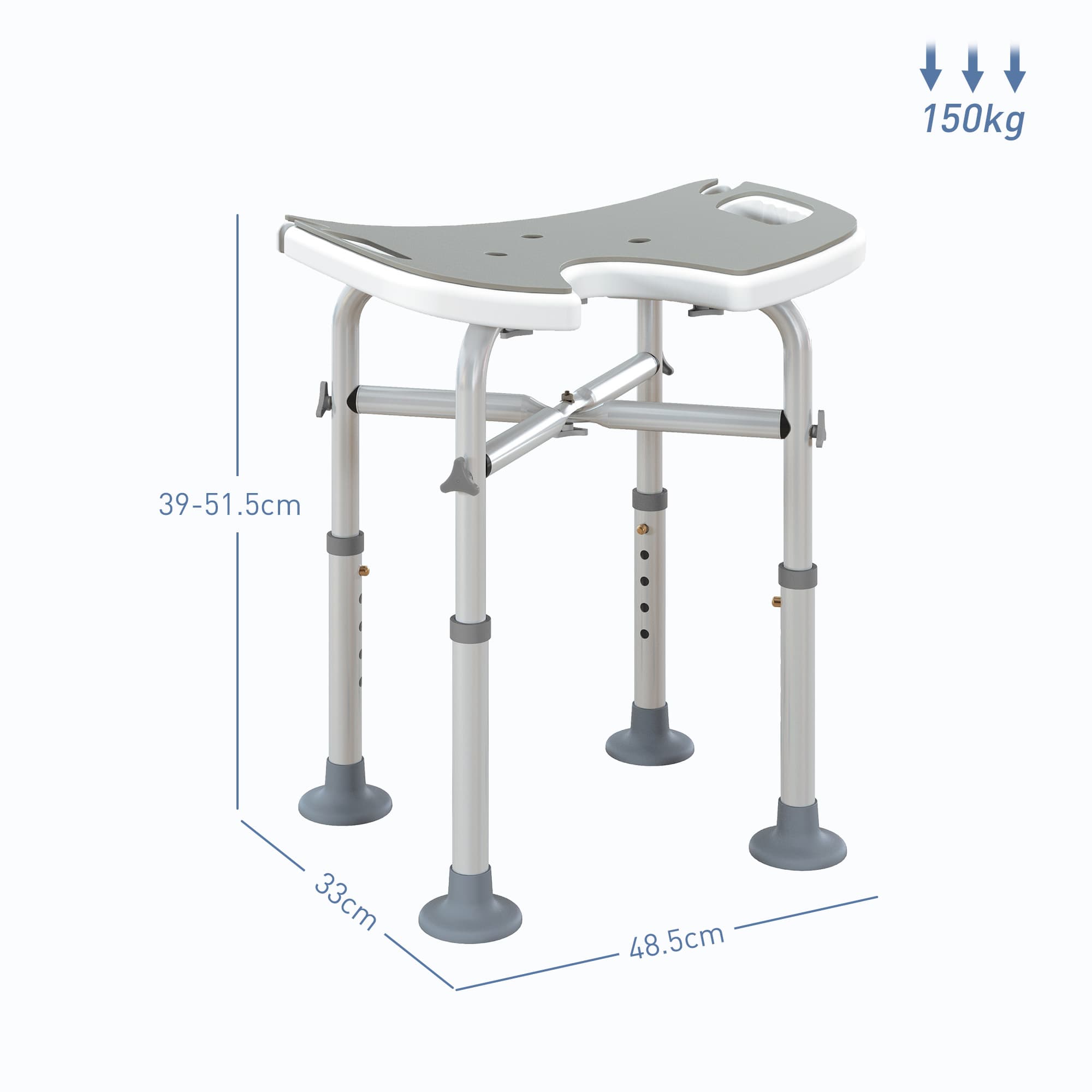 Adjustable Shower Stool With U-Shaped Seat and Grab Bar Included - image 3